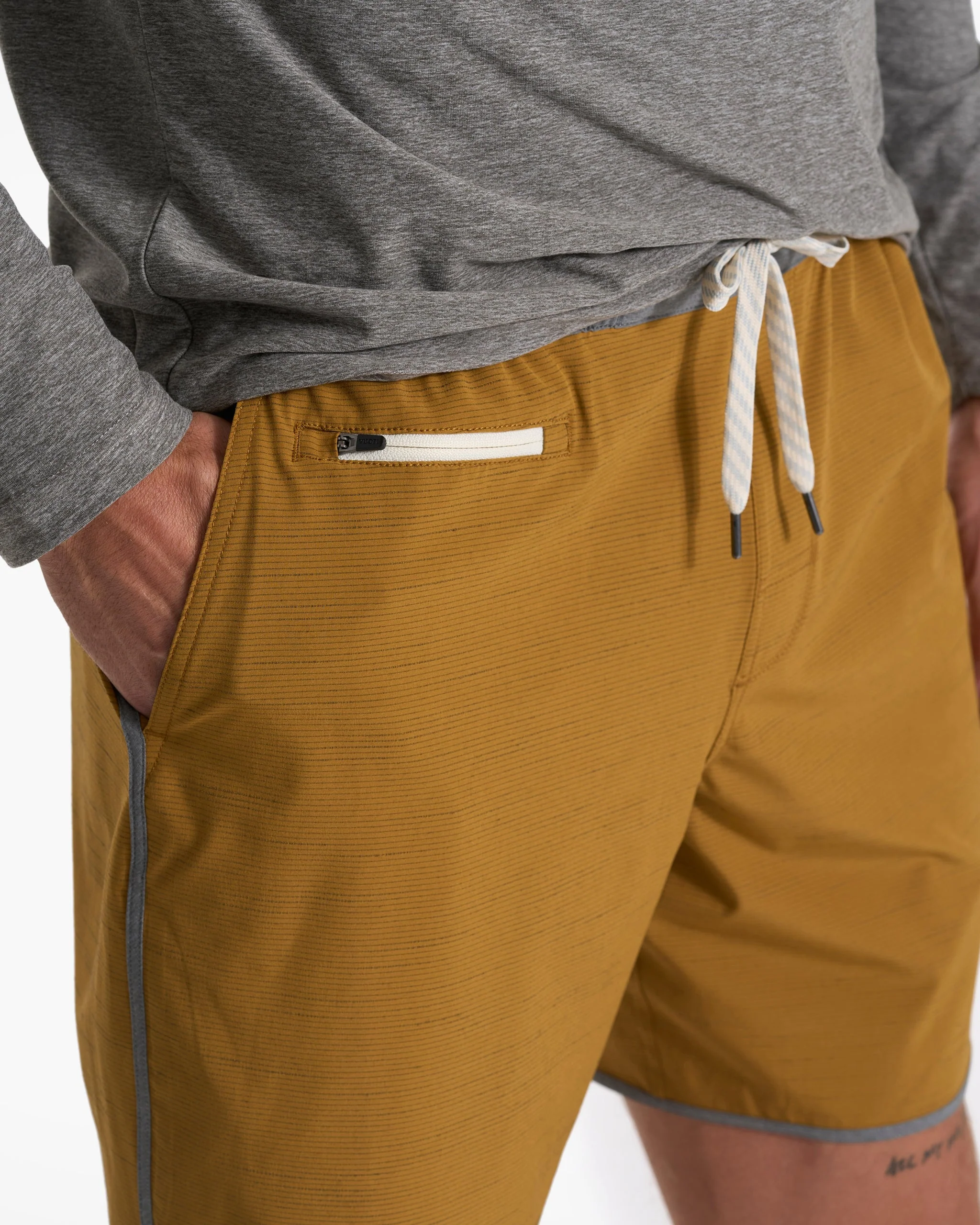 Banks Short Unlined 7" | Dark Golden Slub Stripe