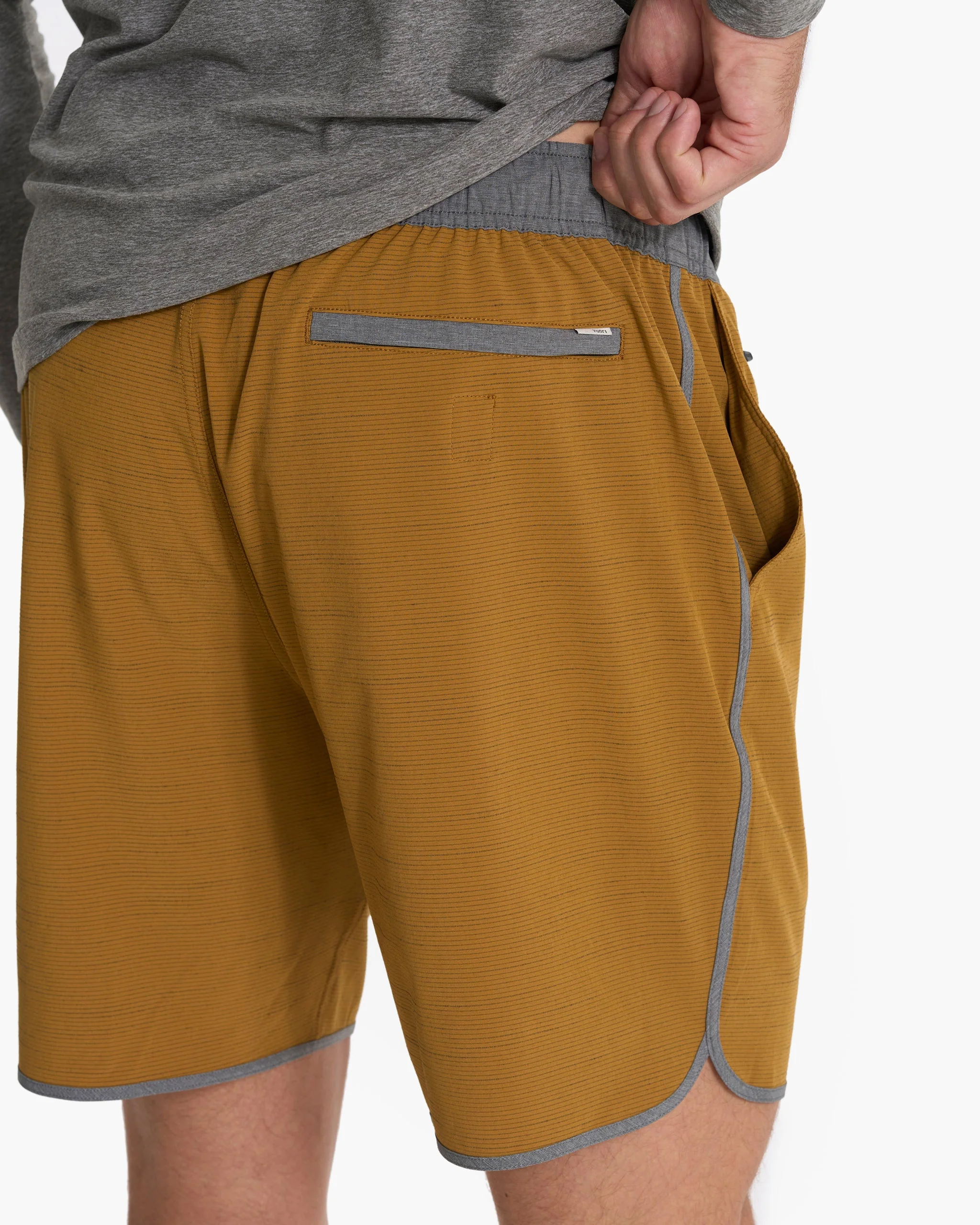 Banks Short Unlined 7" | Dark Golden Slub Stripe