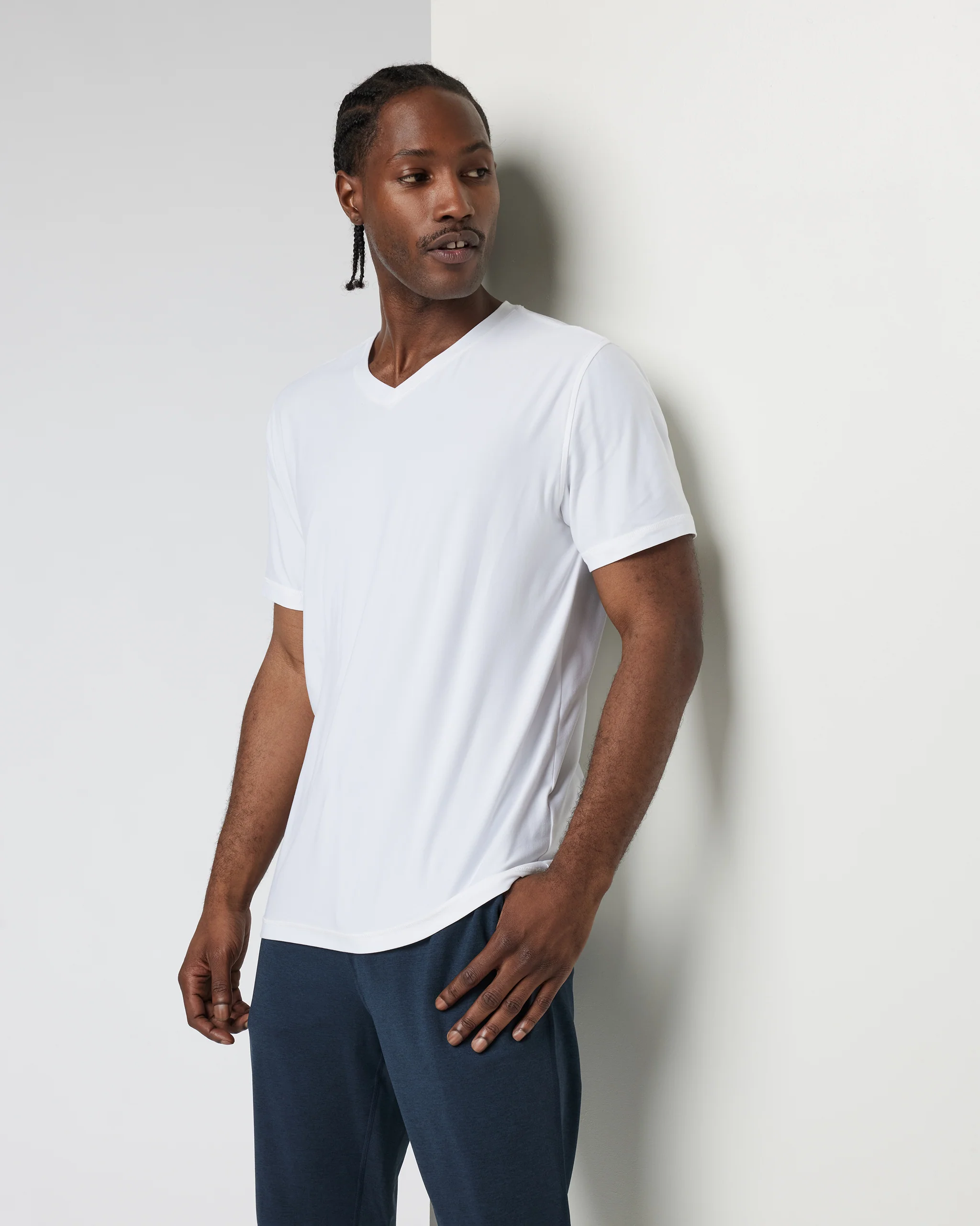 13296-strato-tech-v-neck-tee-white-1.webp Strato Tech V-Neck Tee | White