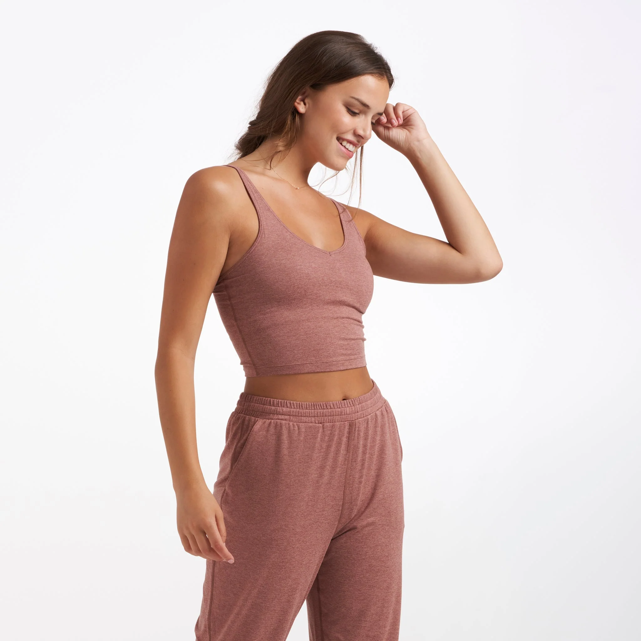 Halo Performance Crop | Light Terracotta Heather