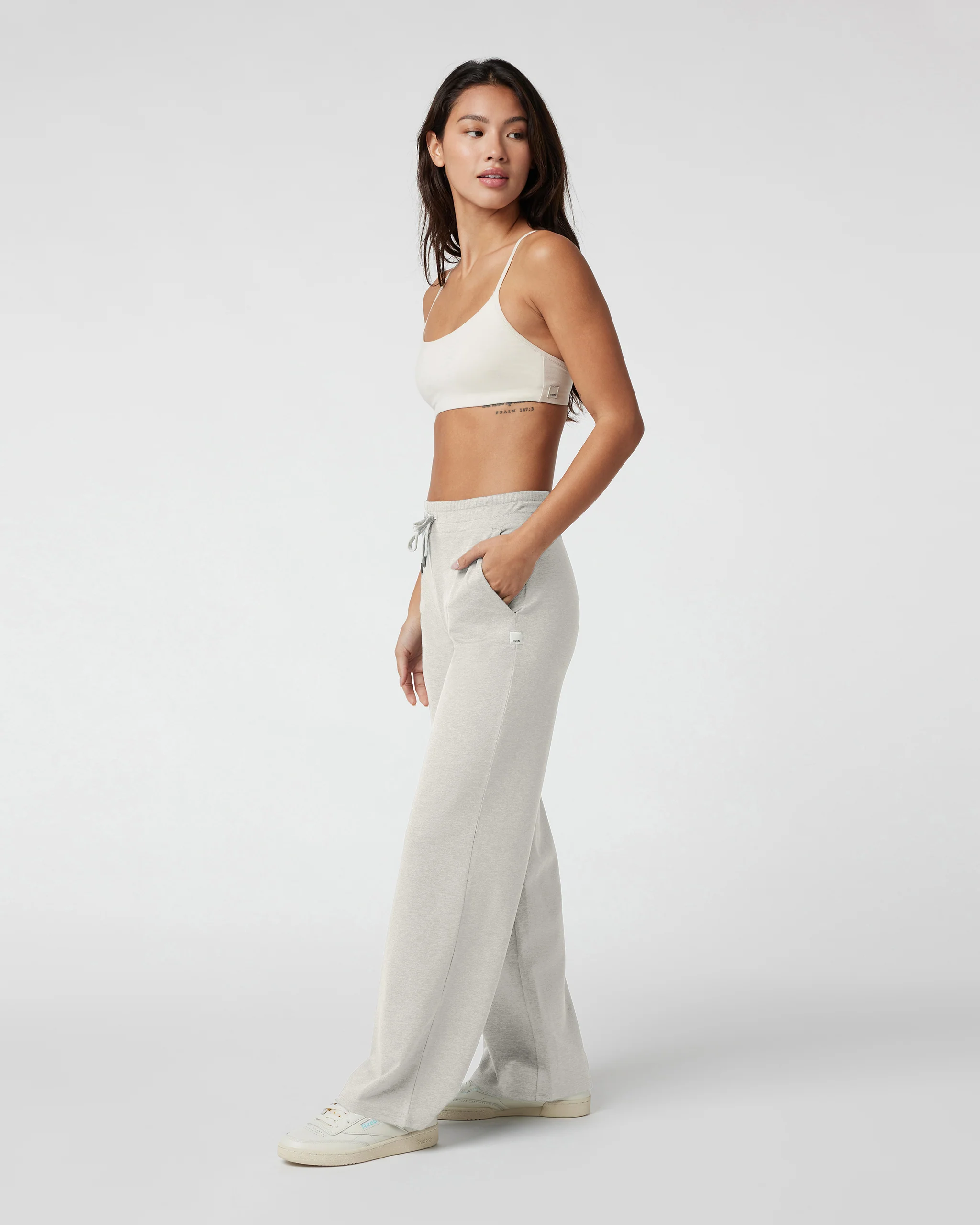 15059-halo-essential-wideleg-pant-short-ecru-heather-4.webp Halo Essential Wideleg Pant - Short | Ecru Heather