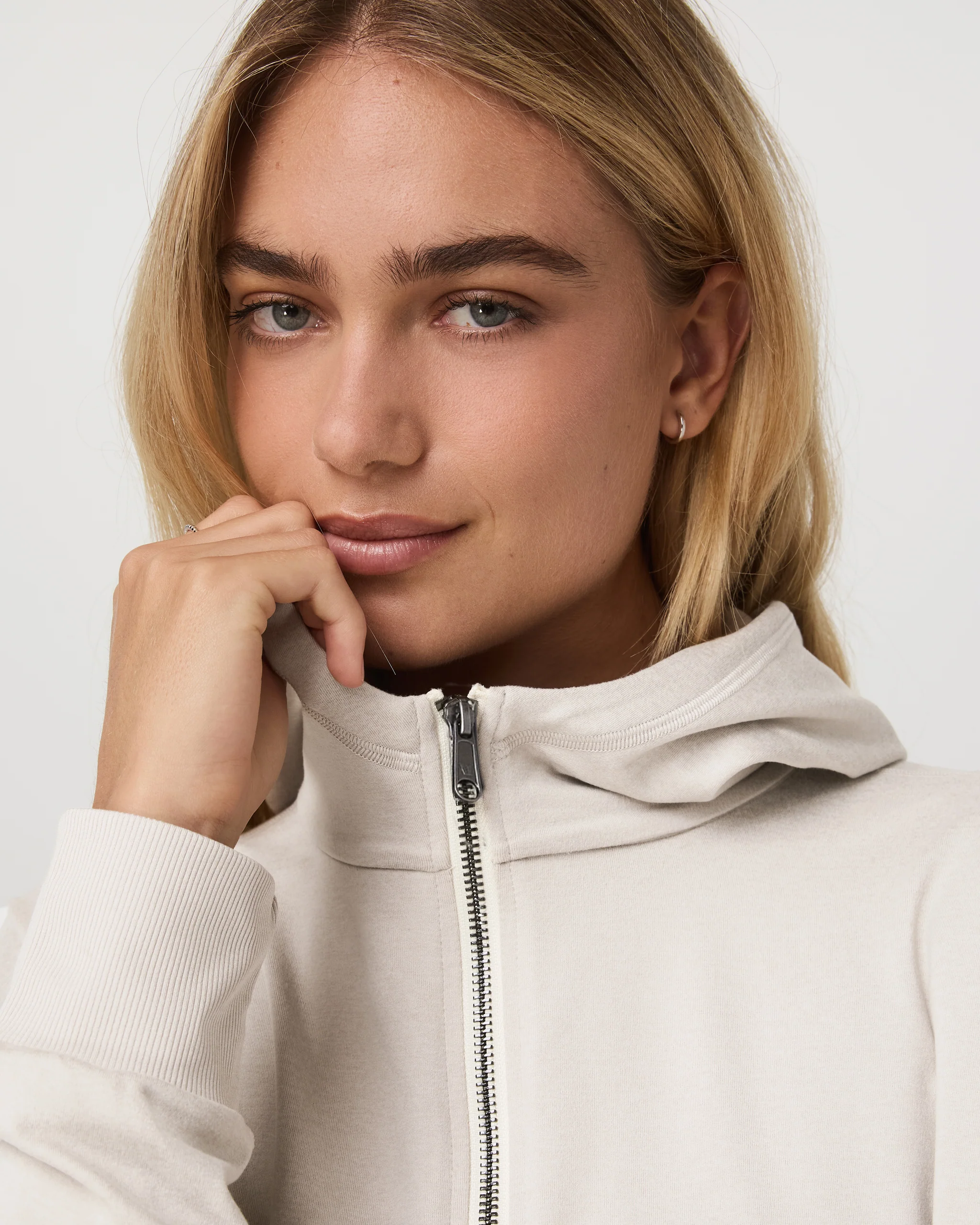 Halo Modern Full Zip Hoodie | Ecru Heather