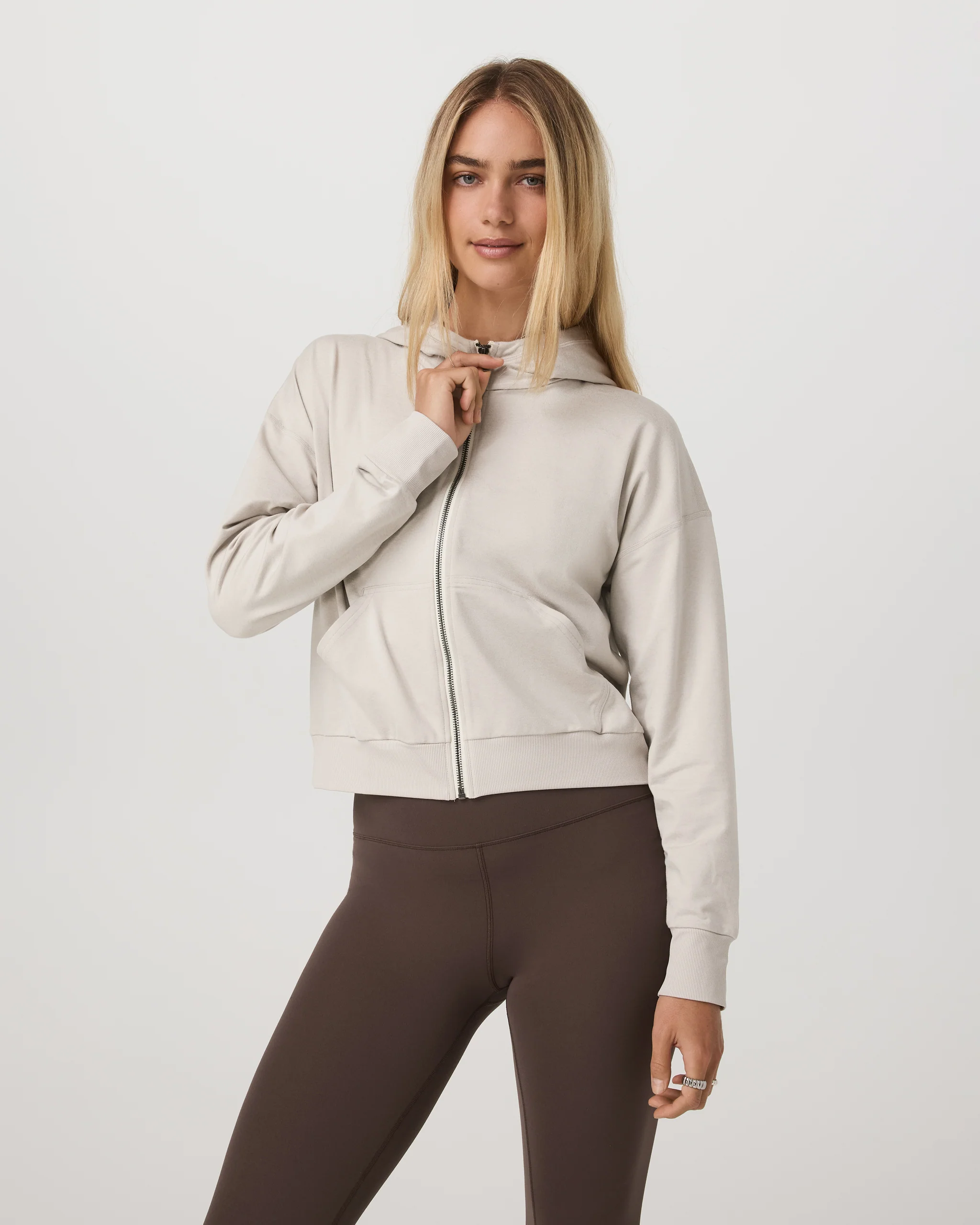Halo Modern Full Zip Hoodie | Ecru Heather
