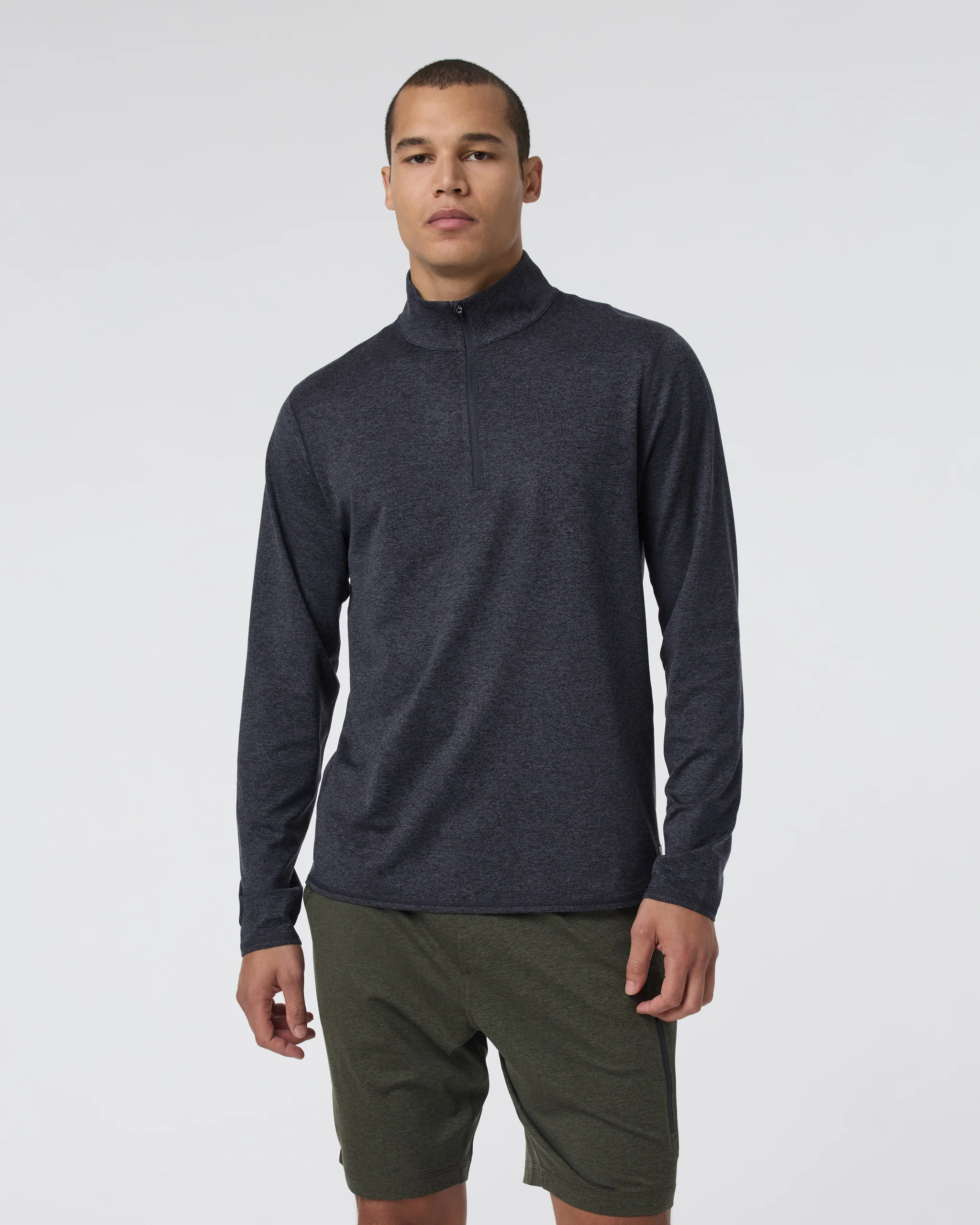 Ponto Half Zip Mock Neck | Charcoal Heather