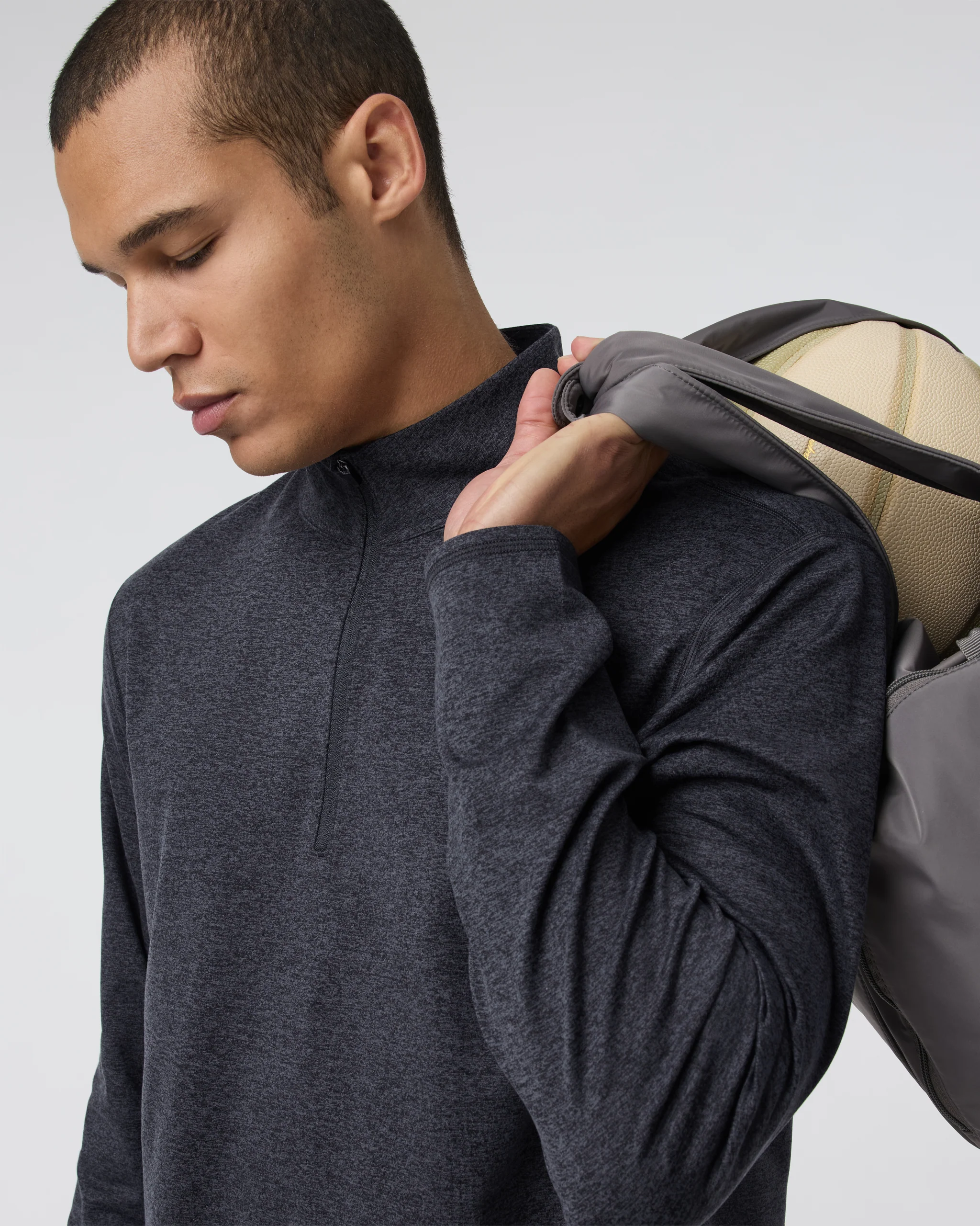 Ponto Half Zip Mock Neck | Charcoal Heather