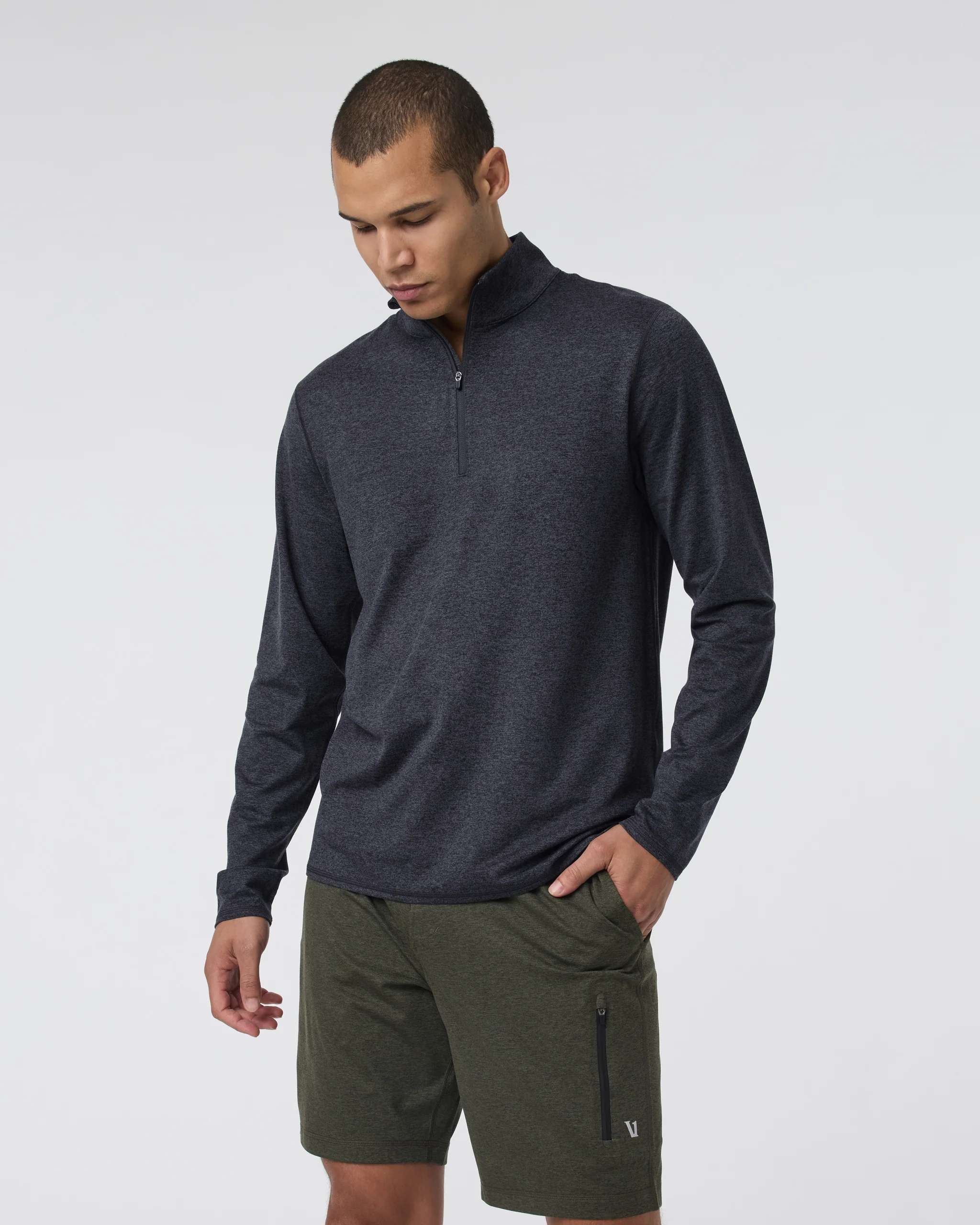 Ponto Half Zip Mock Neck | Charcoal Heather
