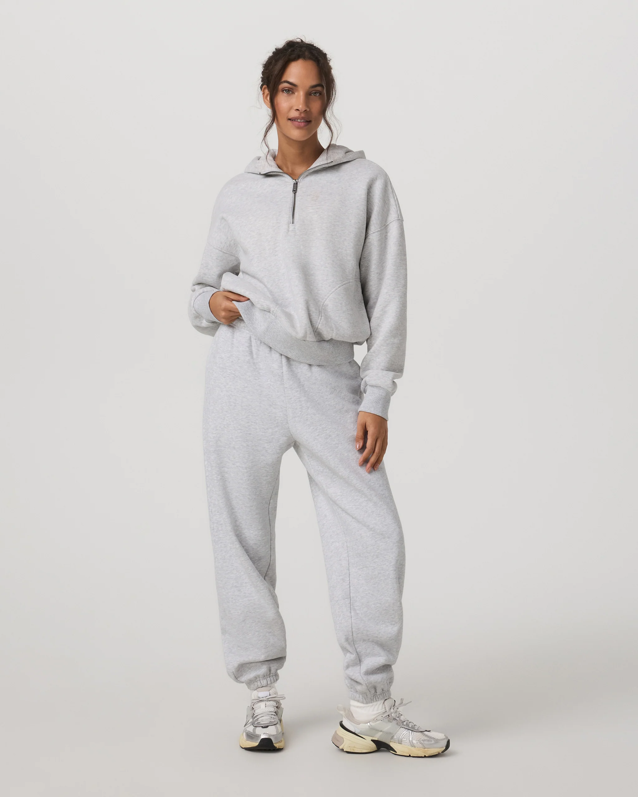 Restore Relaxed Half Zip Hoodie | Pale Grey Heather