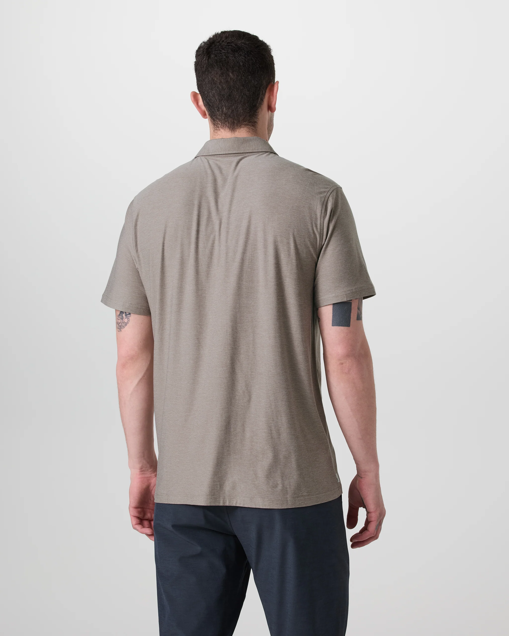 Short Sleeve Strato Button Down | Mocha Heather