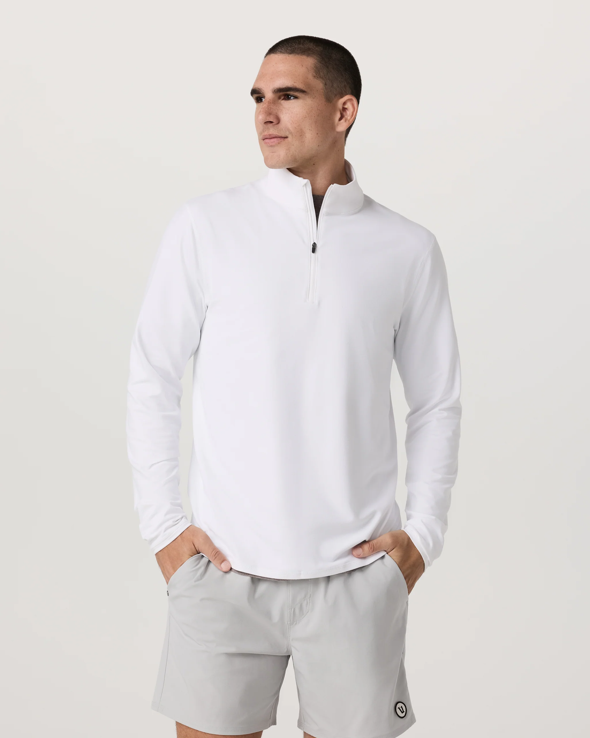 Ponto Half Zip Mock Neck | White
