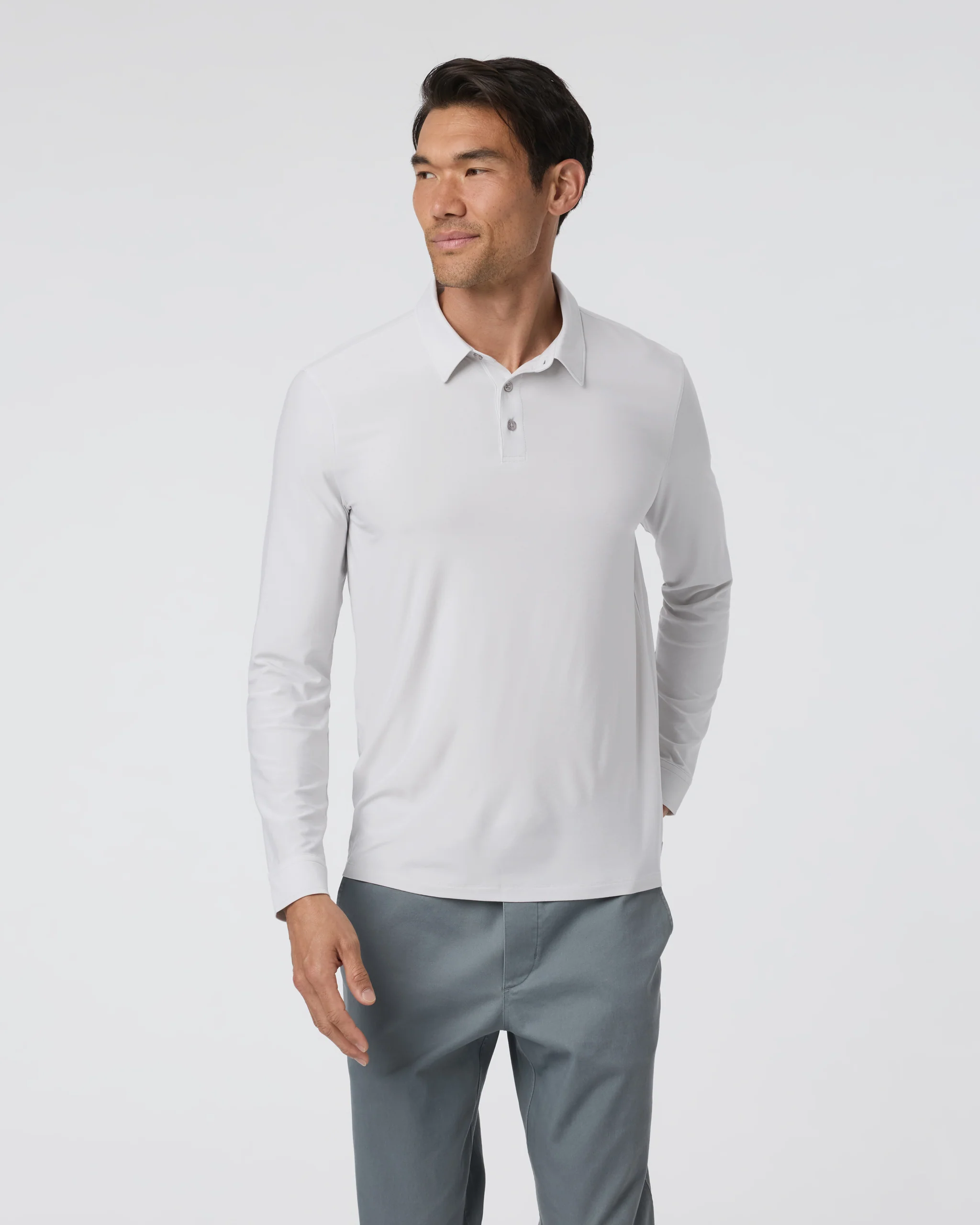 Long Sleeve Strato Tech Polo | Frost Grey Heather