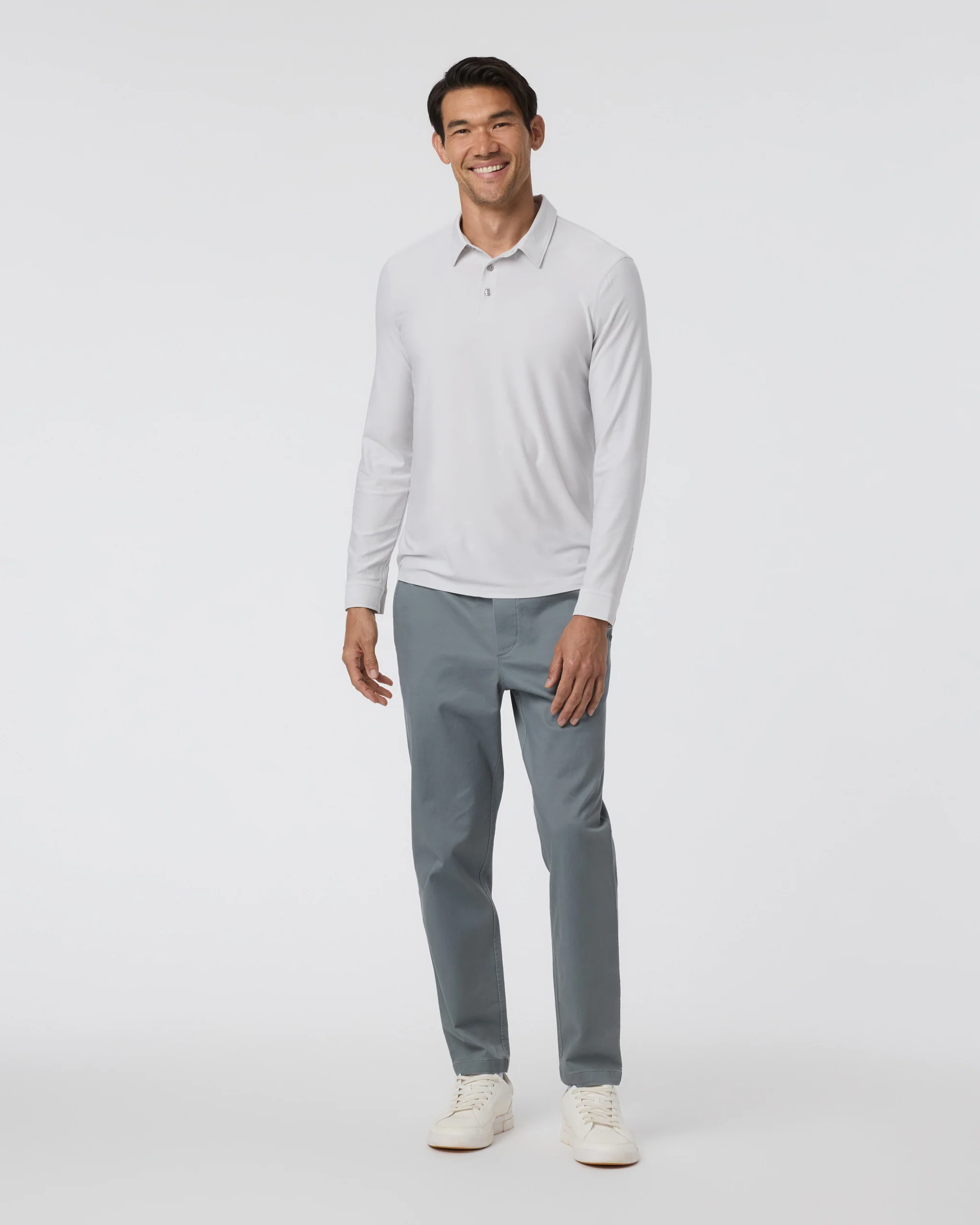 Long Sleeve Strato Tech Polo | Frost Grey Heather