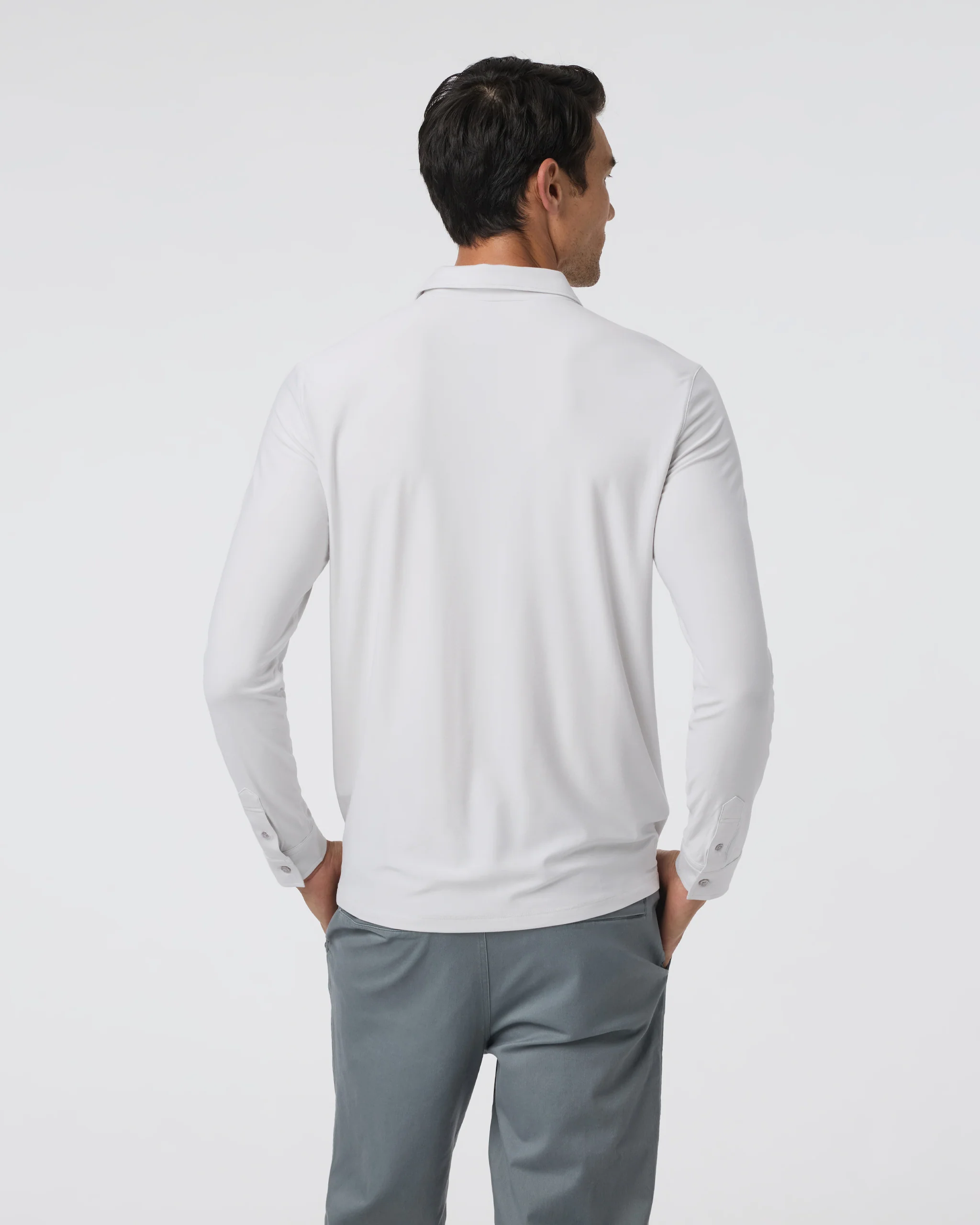 Long Sleeve Strato Tech Polo | Frost Grey Heather