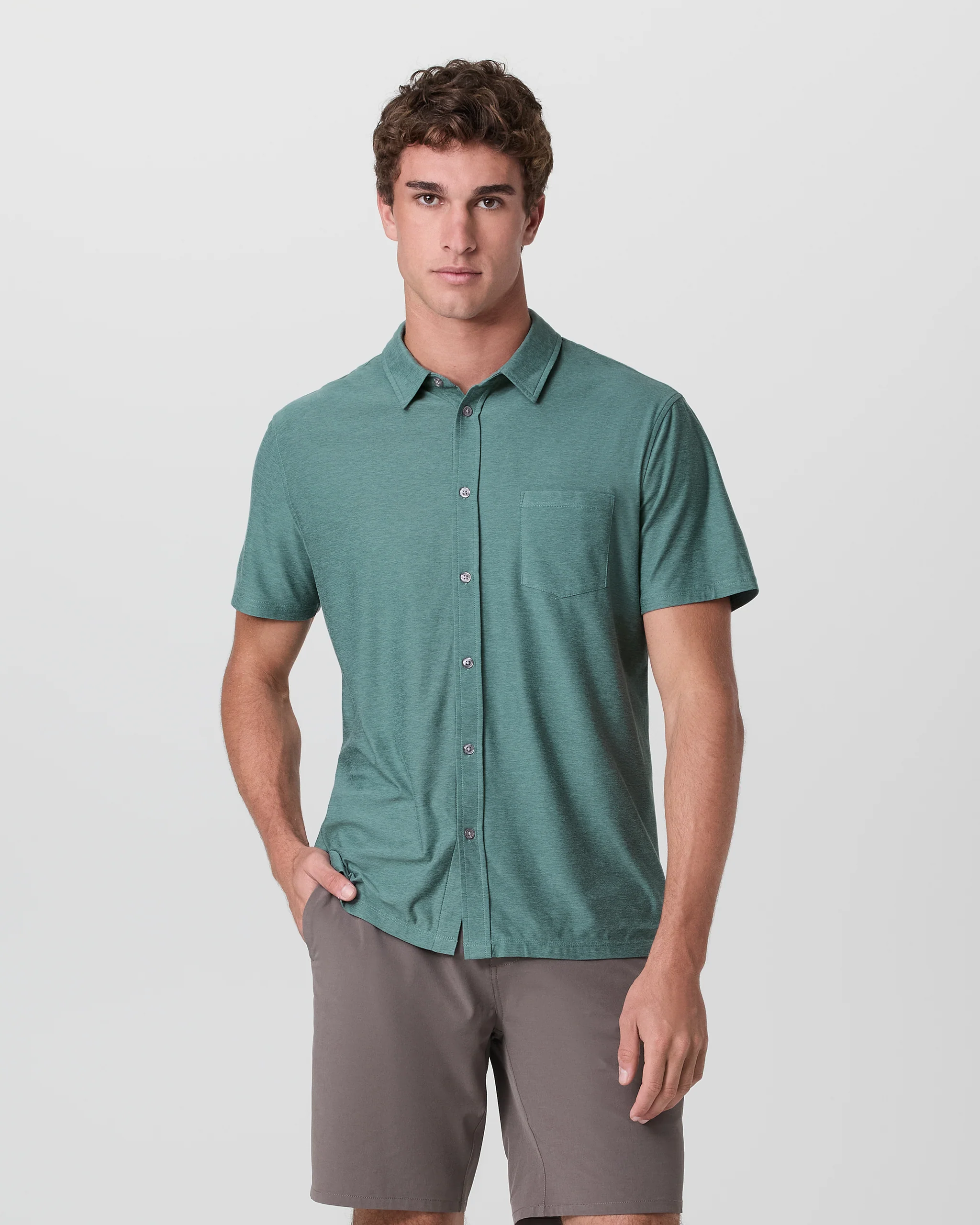 19538-short-sleeve-strato-button-down-bluegrass-heather-1.webp Short Sleeve Strato Button Down | Bluegrass Heather