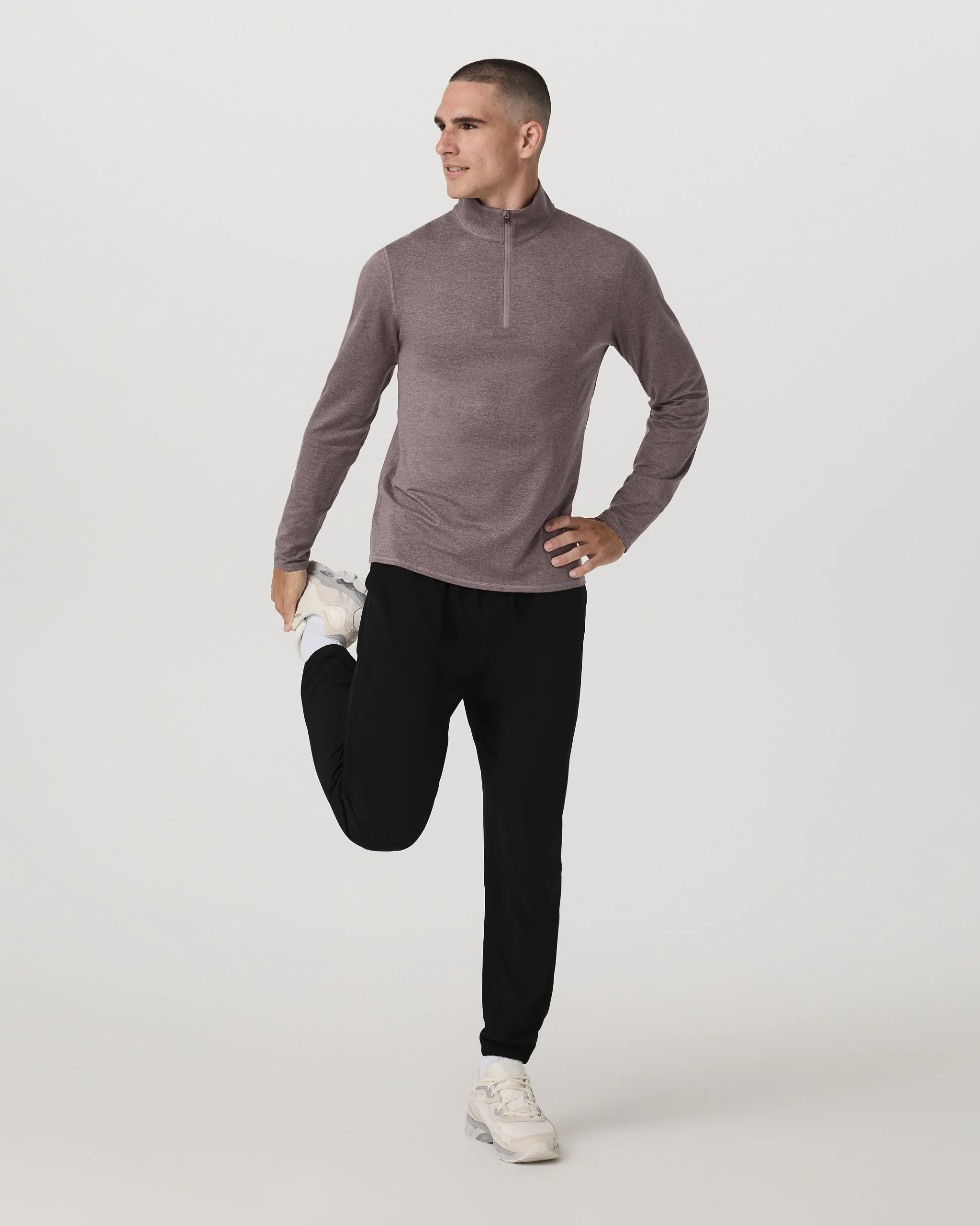 Ponto Half Zip Mock Neck | Huckleberry Heather