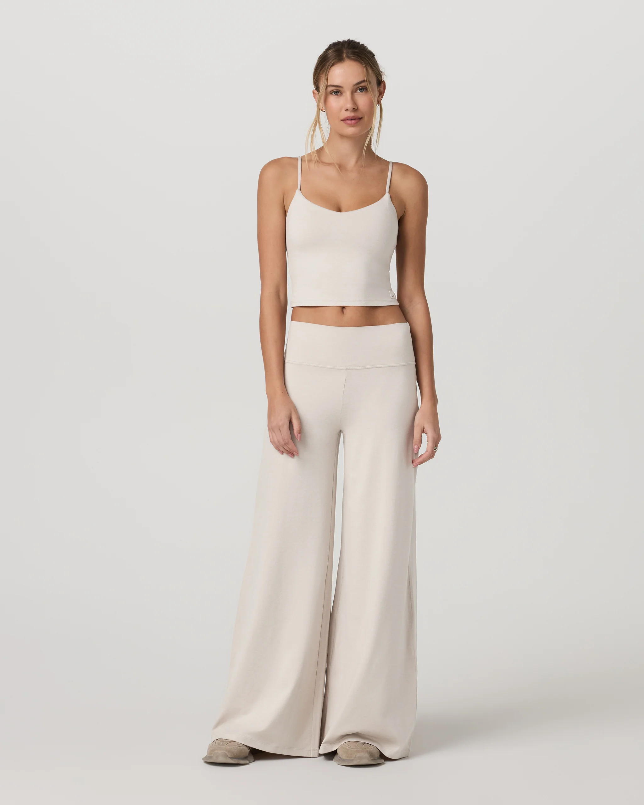 Halo Easy Wideleg Pant - Short | Ecru Heather