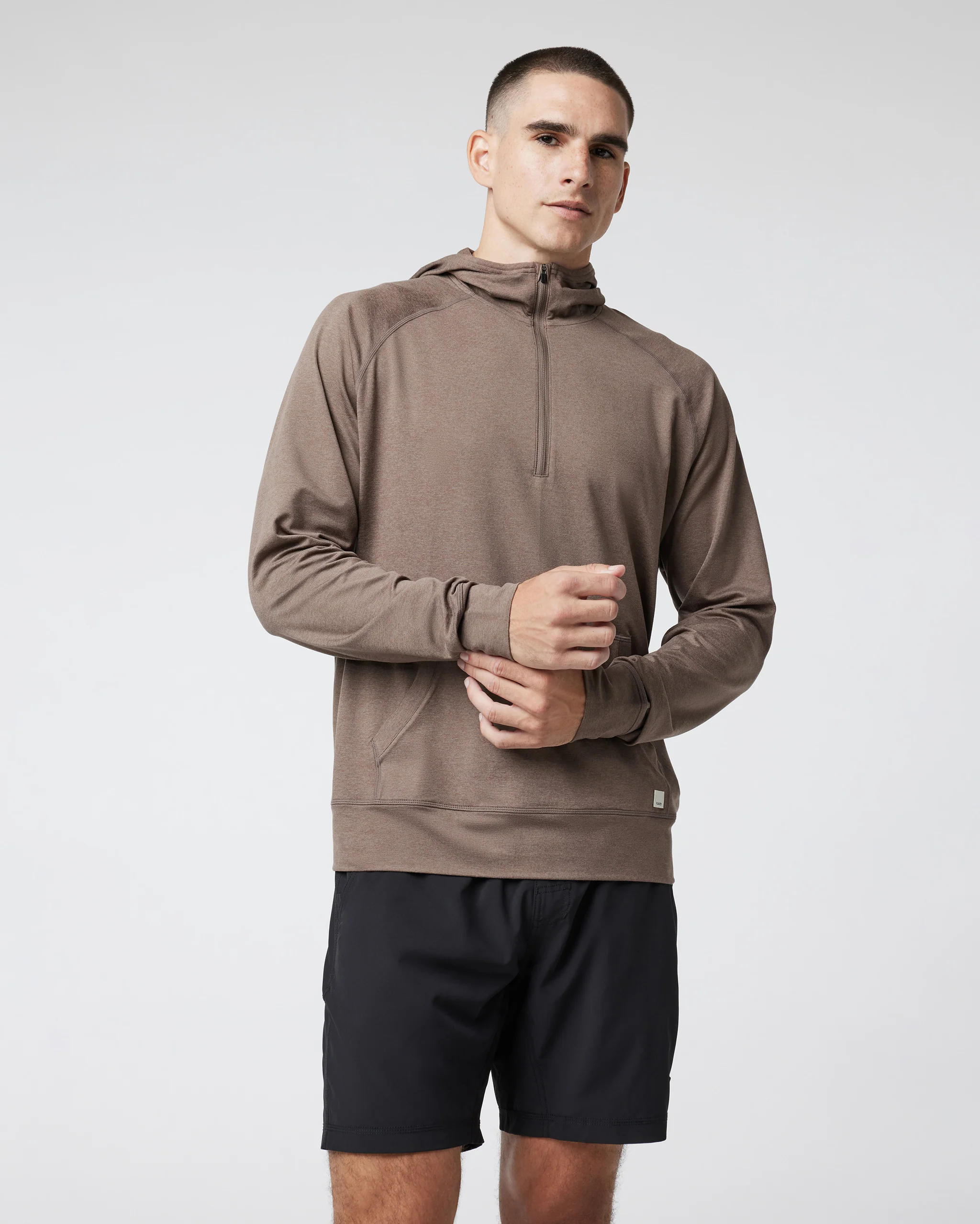 Ponto Performance Half Zip Hoodie | Fossil Heather