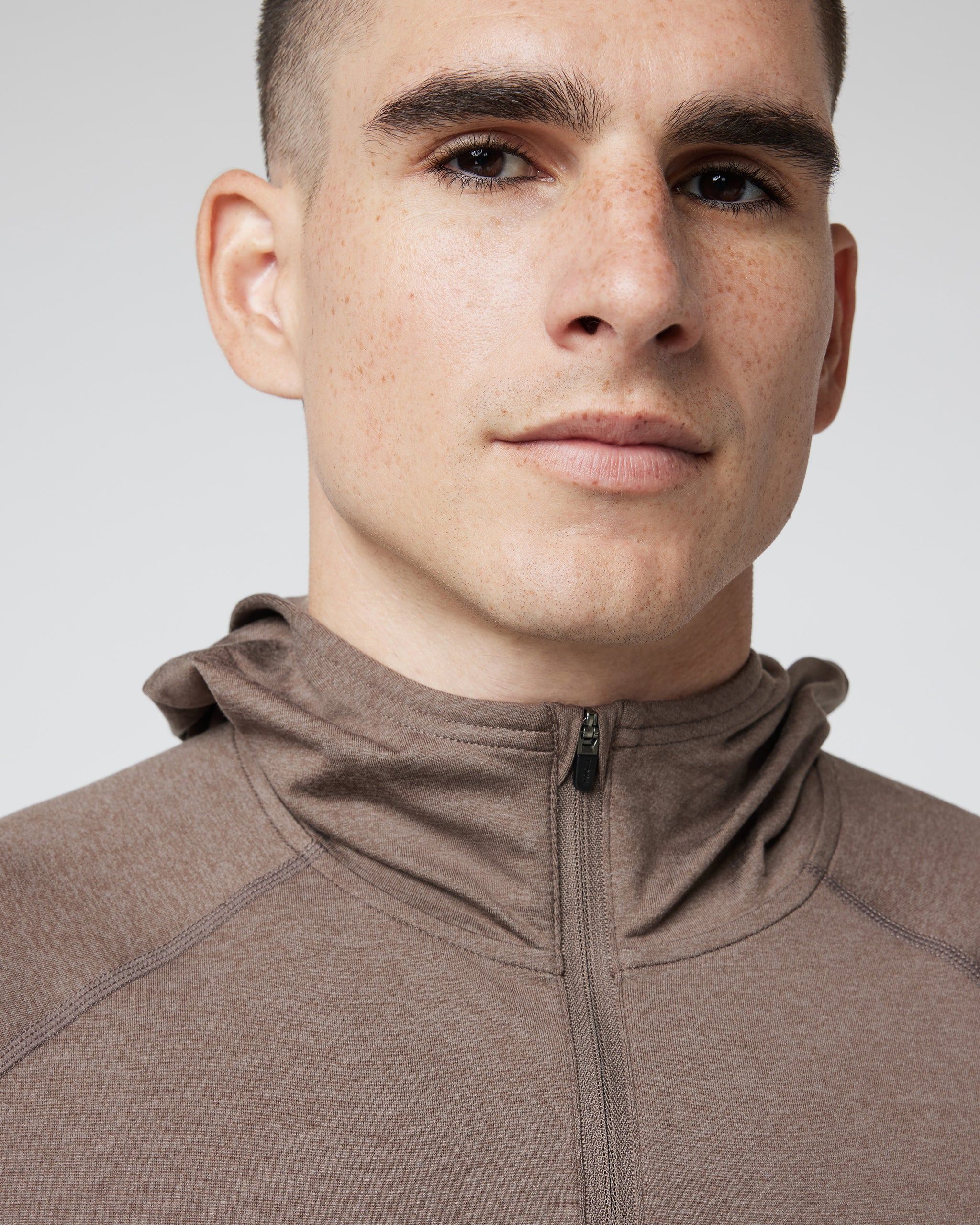 Ponto Performance Half Zip Hoodie | Fossil Heather