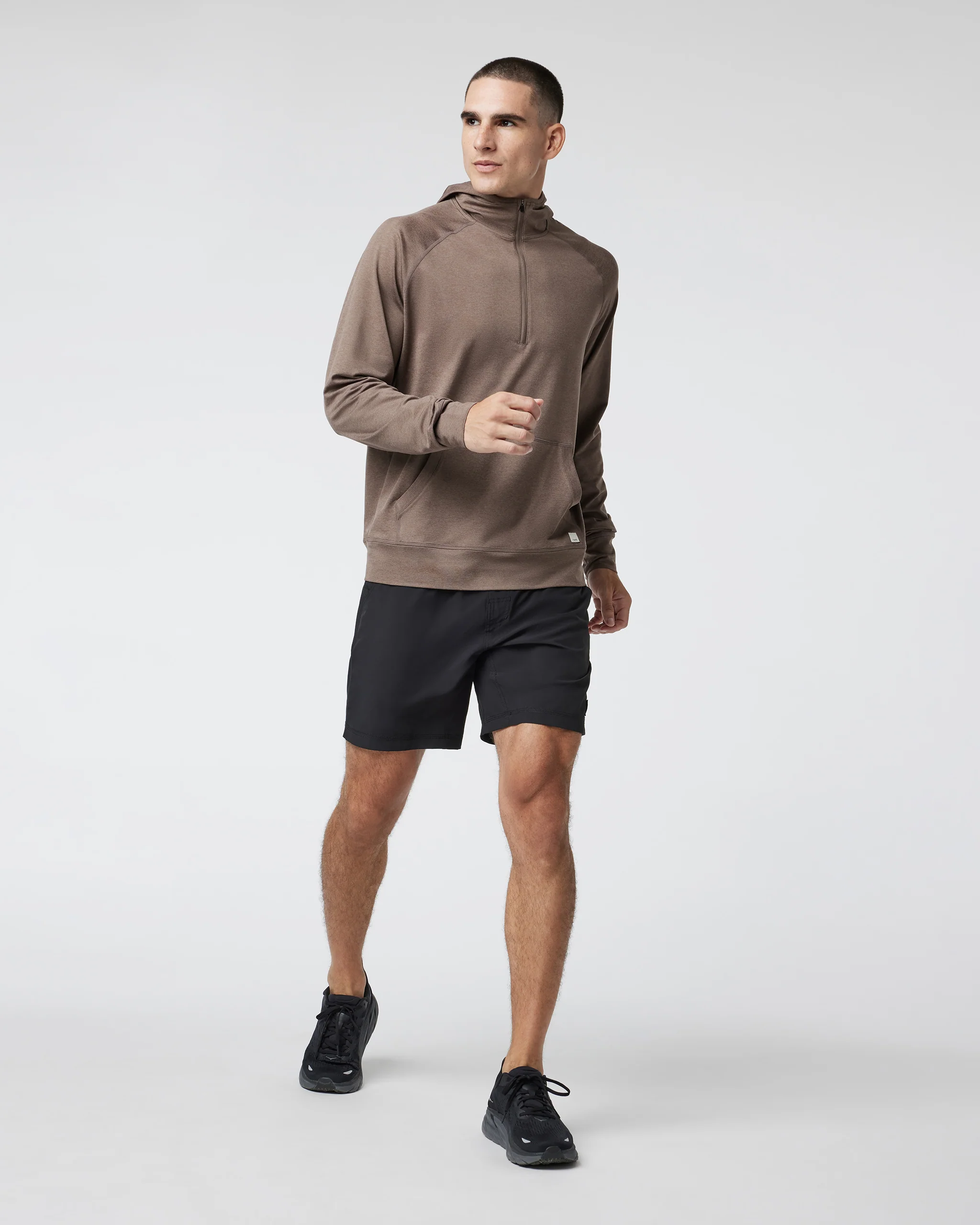 Ponto Performance Half Zip Hoodie | Fossil Heather