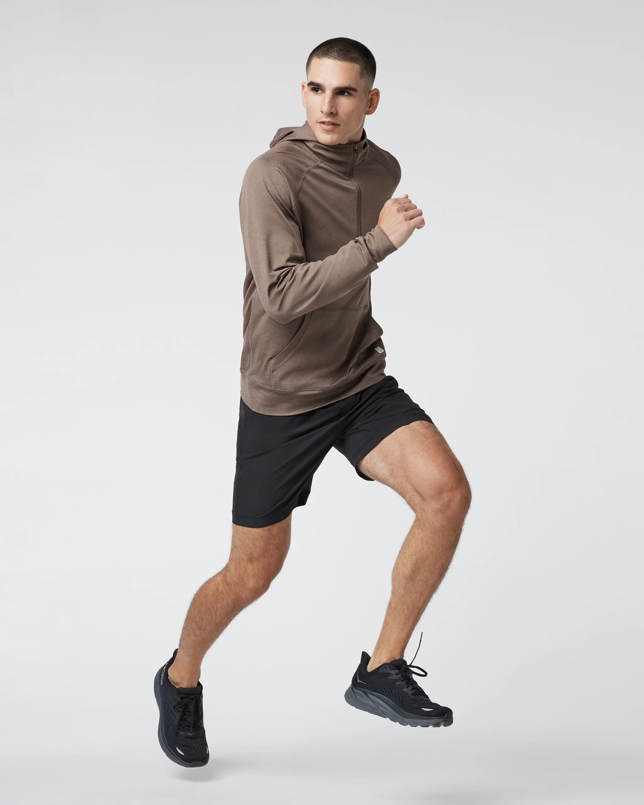 Ponto Performance Half Zip Hoodie | Fossil Heather