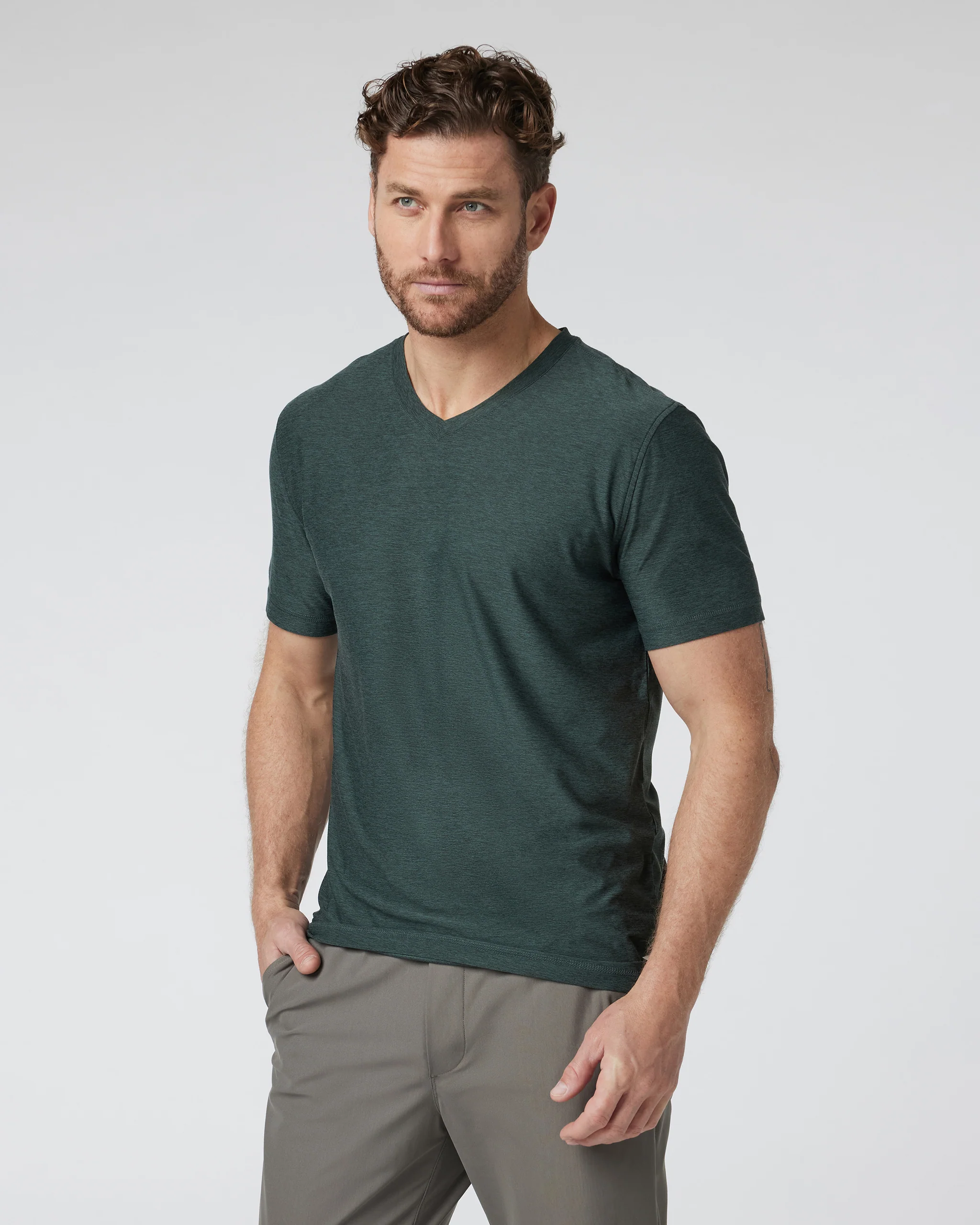 Strato Tech V-Neck Tee | Aspen Heather