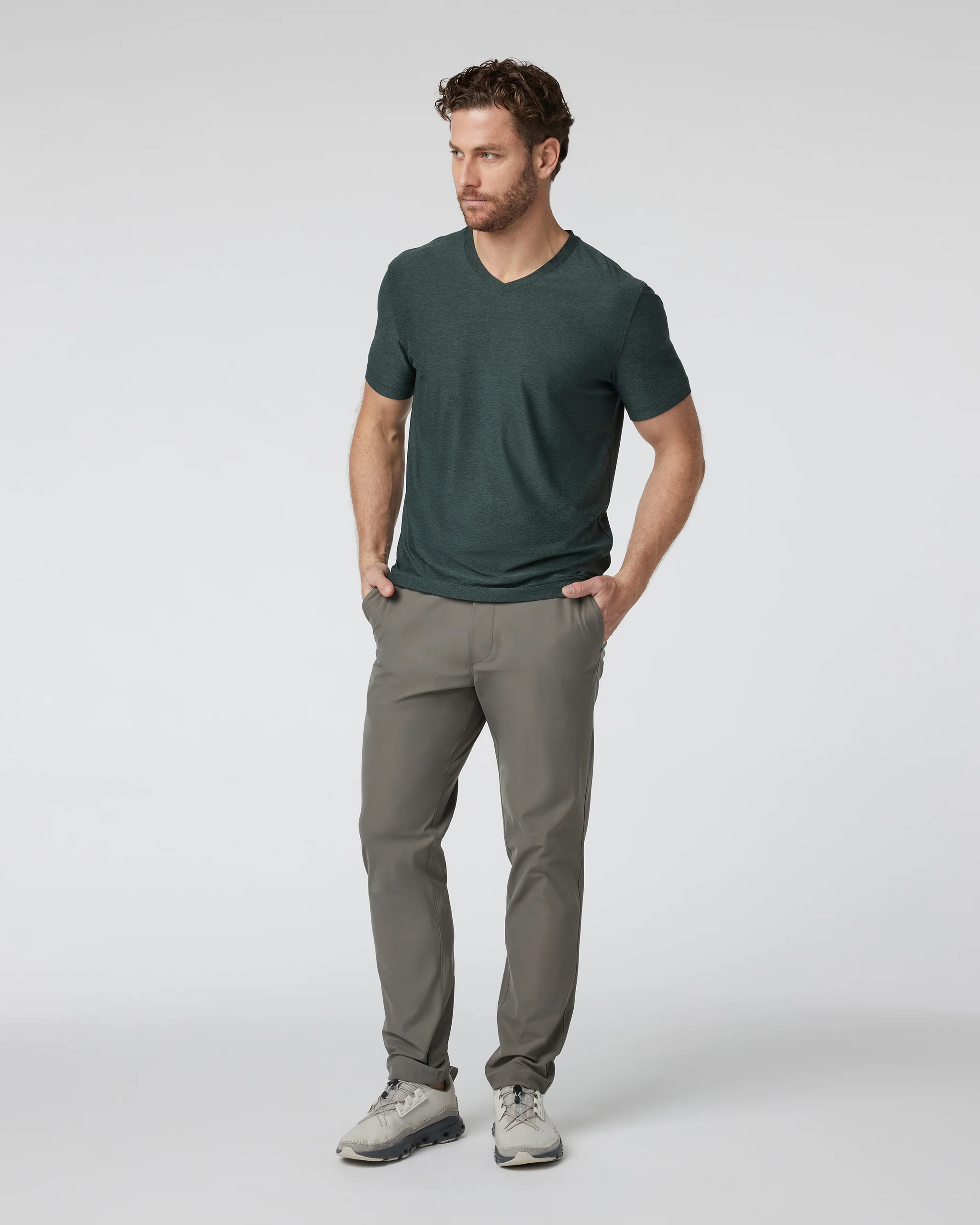 Strato Tech V-Neck Tee | Aspen Heather
