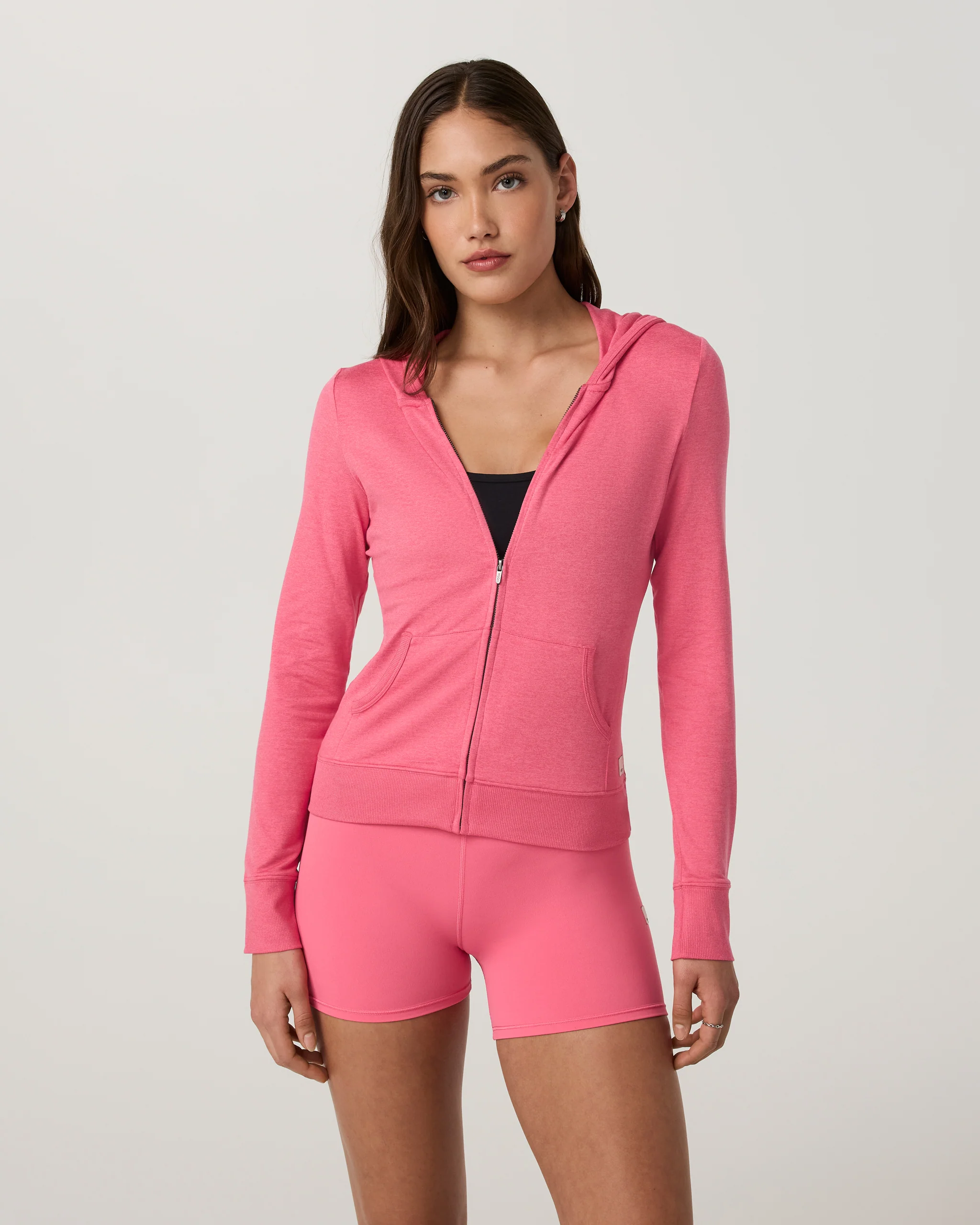 3365-halo-mini-full-zip-hoodie-long-sunset-pink-heather-1.webp Halo Mini Full Zip Hoodie - Long | Sunset Pink Heather