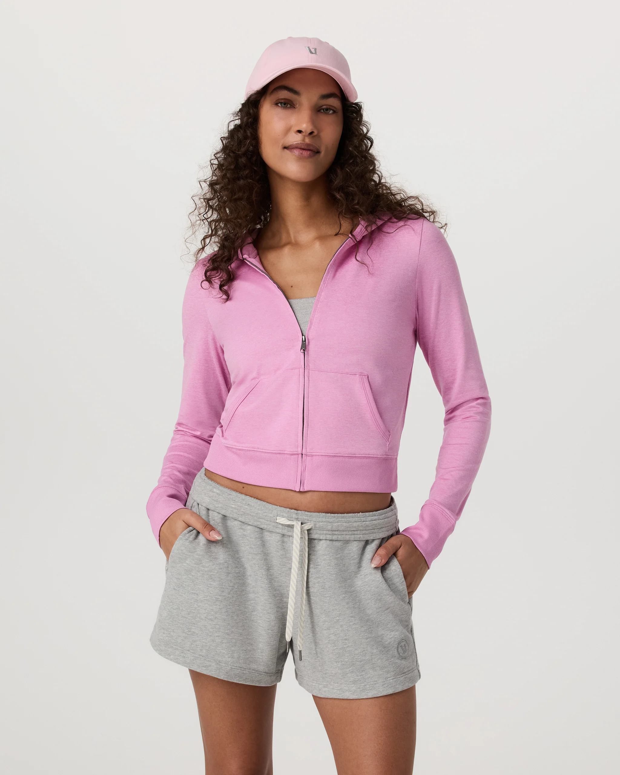 Halo Mini Full Zip Hoodie | Azalea Pink Heather