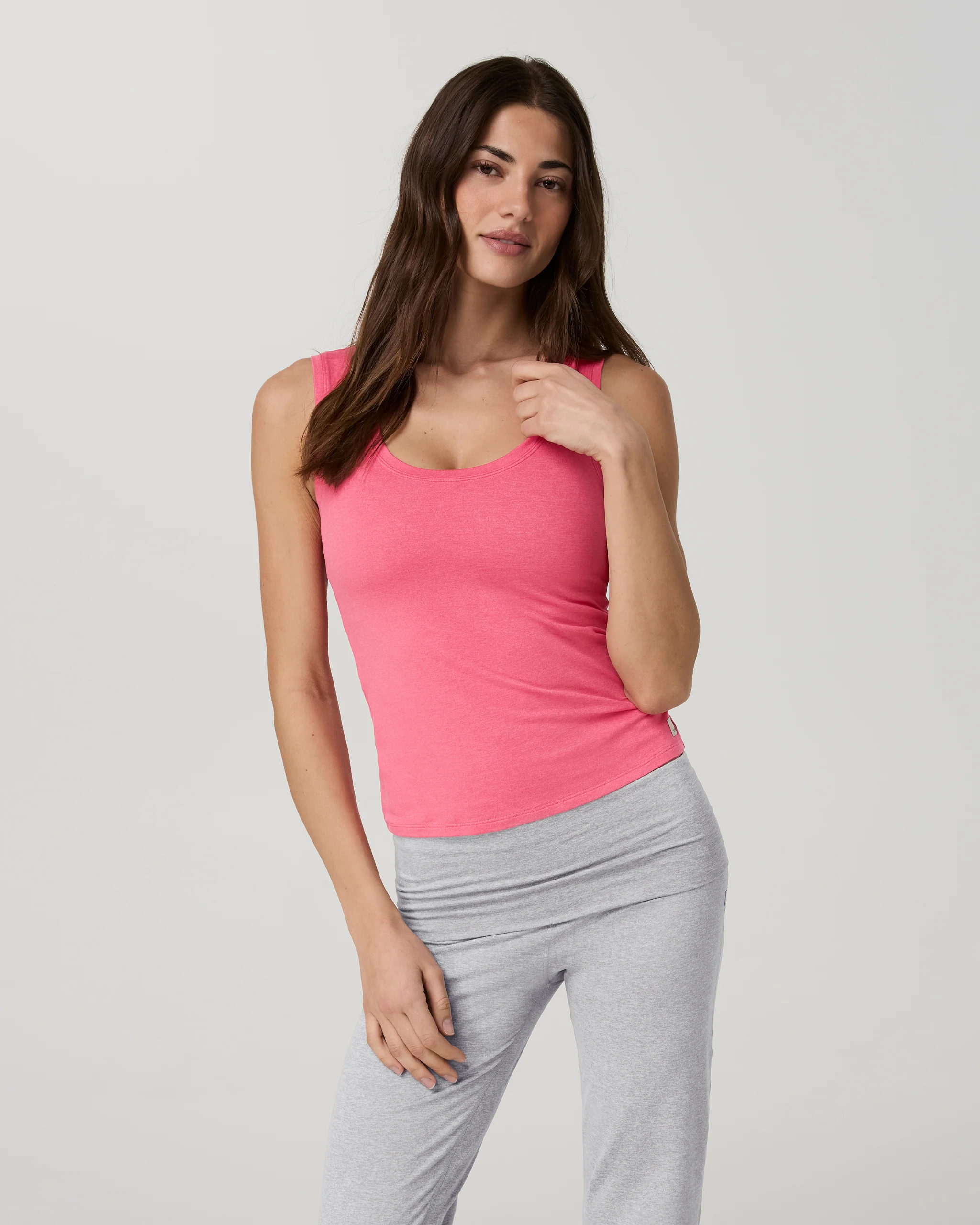 Halo Essential Scoop Tank Long | Sunset Pink Heather