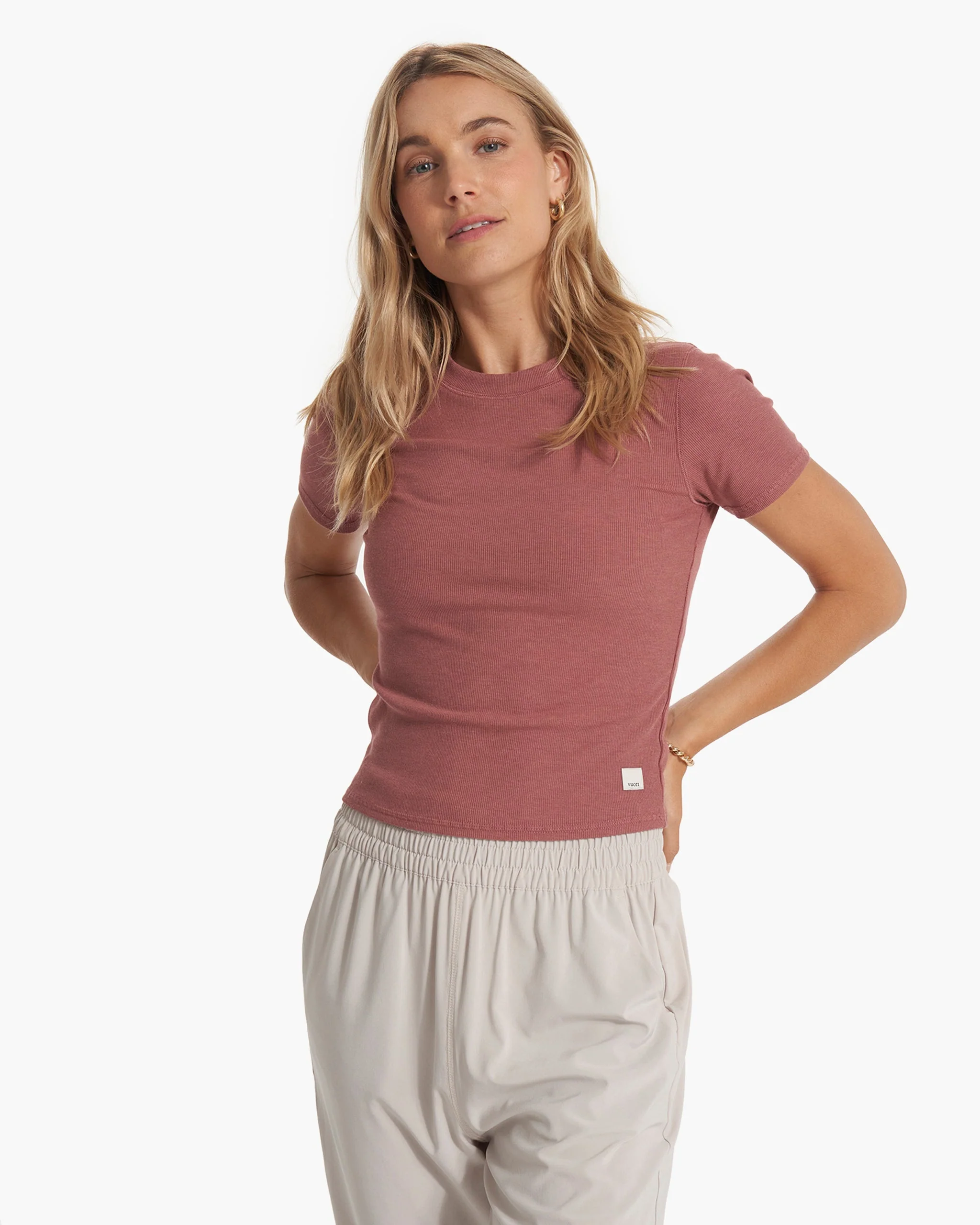 4473-pose-fitted-tee-rosewood-heather-1.webp Pose Fitted Tee | Rosewood Heather