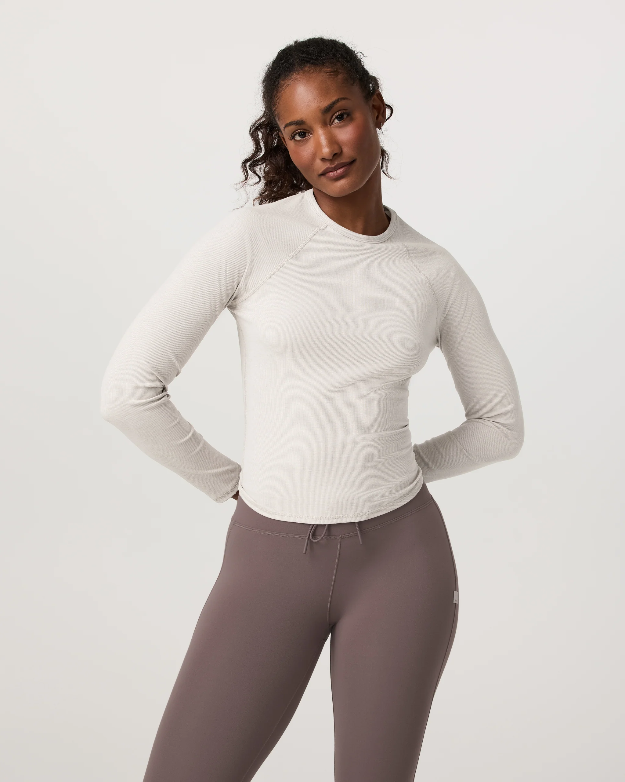 Long Sleeve Pose Crew | Ecru Heather