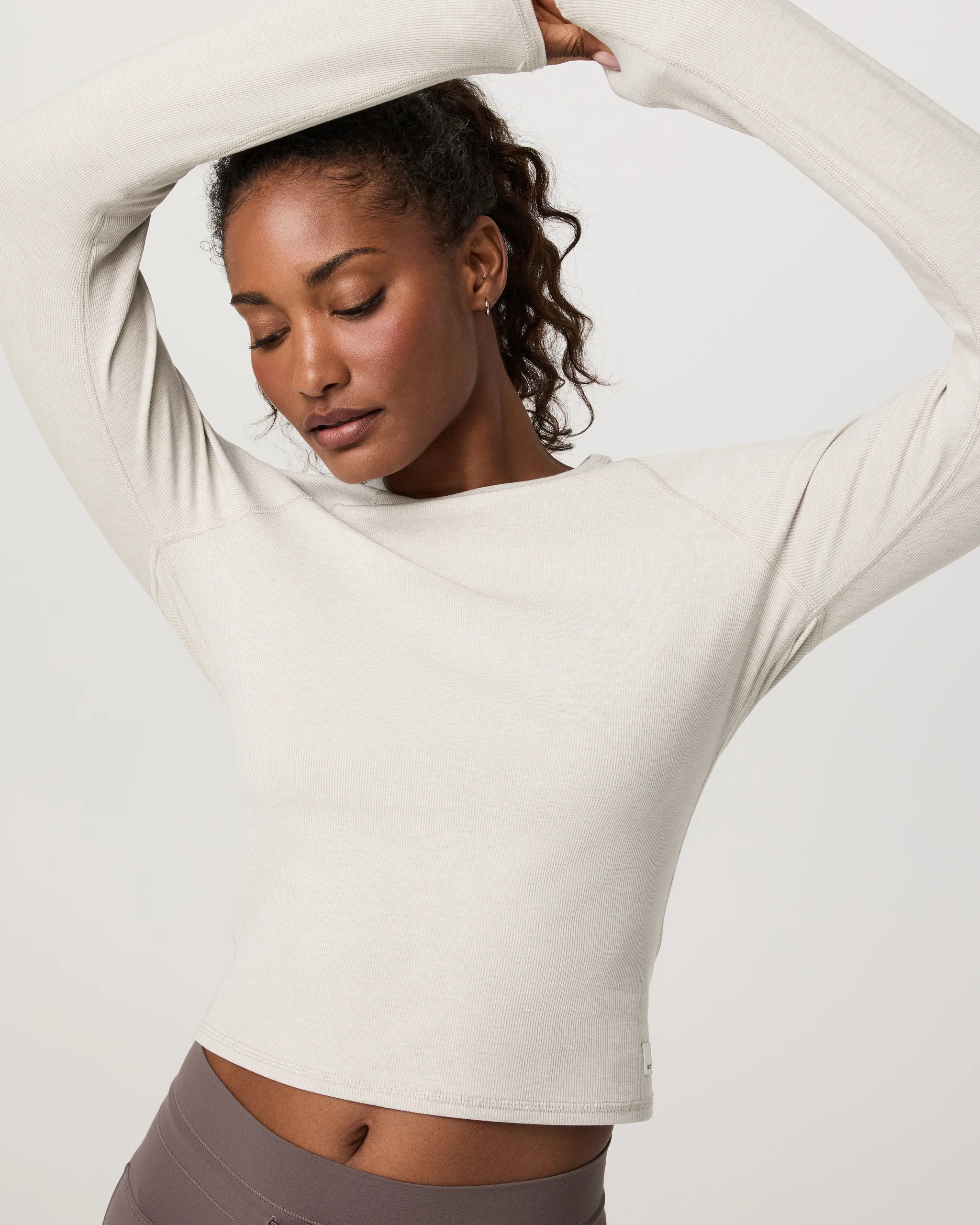 Long Sleeve Pose Crew | Ecru Heather