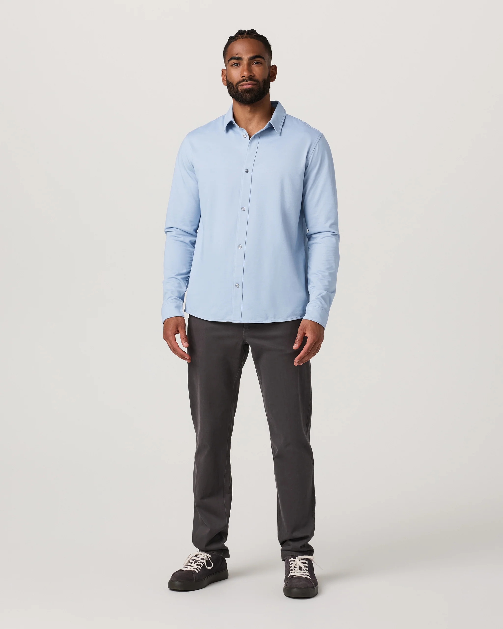 Long Sleeve Knit Oxford Button Down - Classic Fit | Blue Dusk