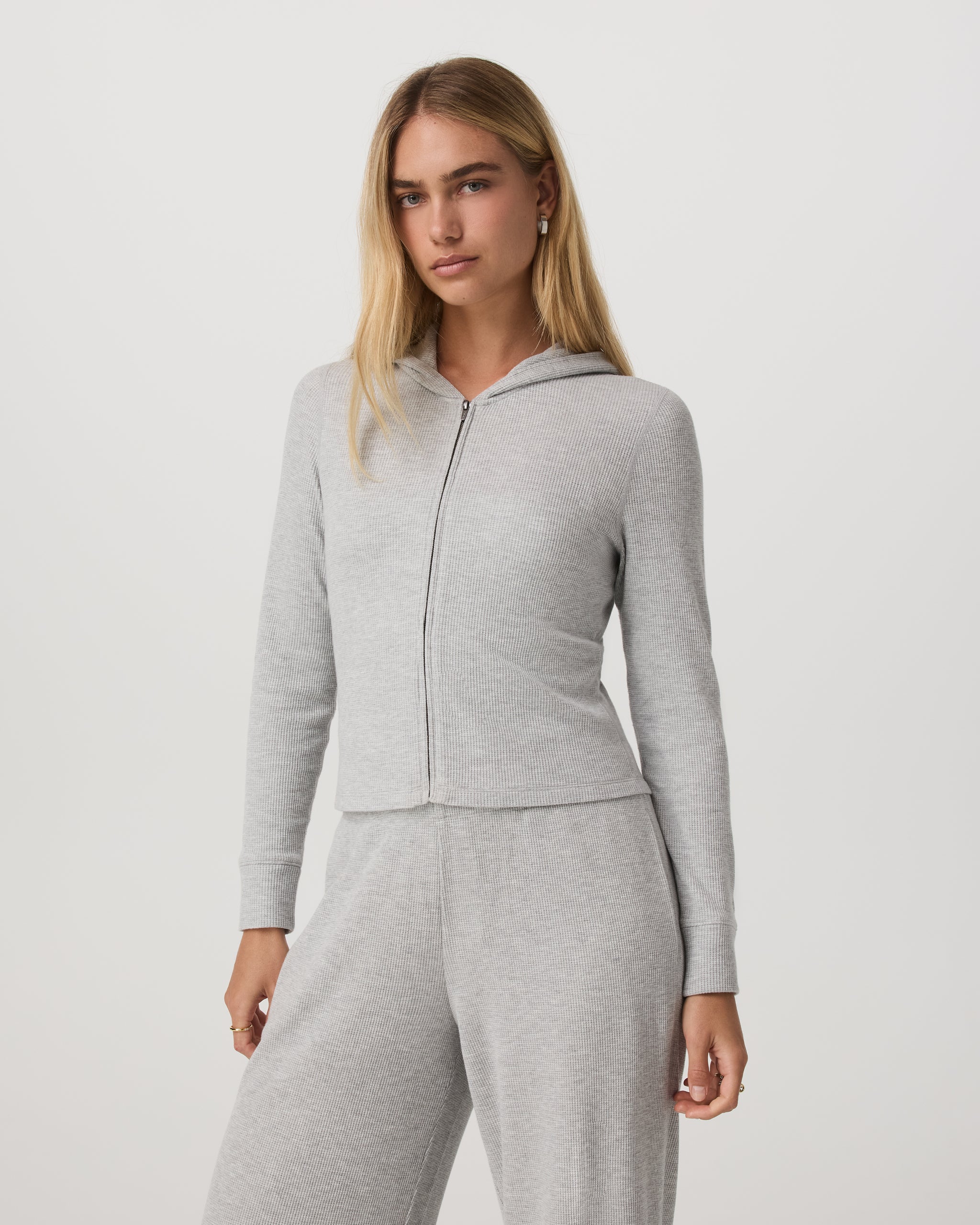 5418-waffle-full-zip-hoodie-light-heather-grey-1.jpg Waffle Full Zip Hoodie | Light Heather Grey