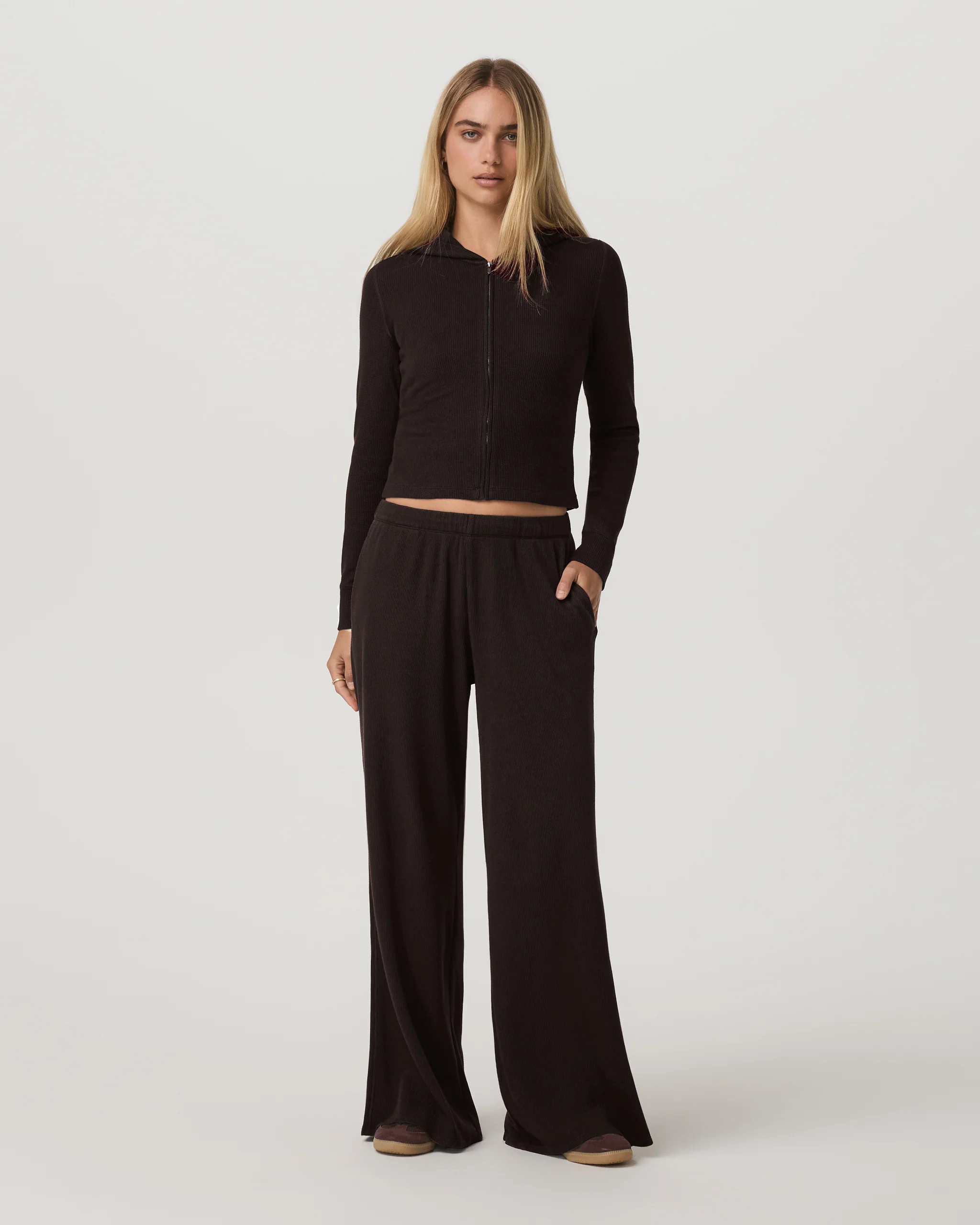Waffle Wideleg Pant | Dark Java