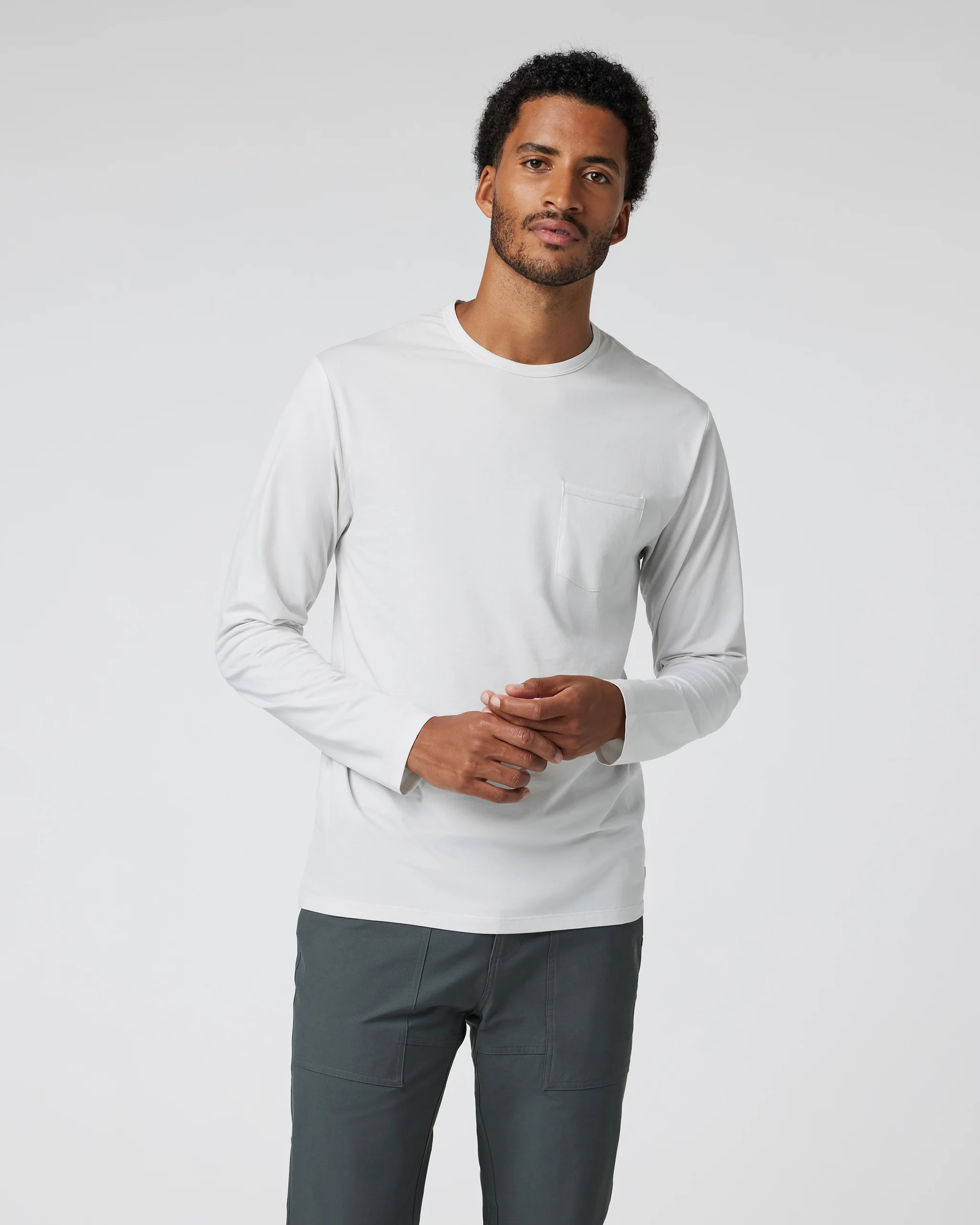 Long Sleeve Men's Feather Tee | Frost Grey