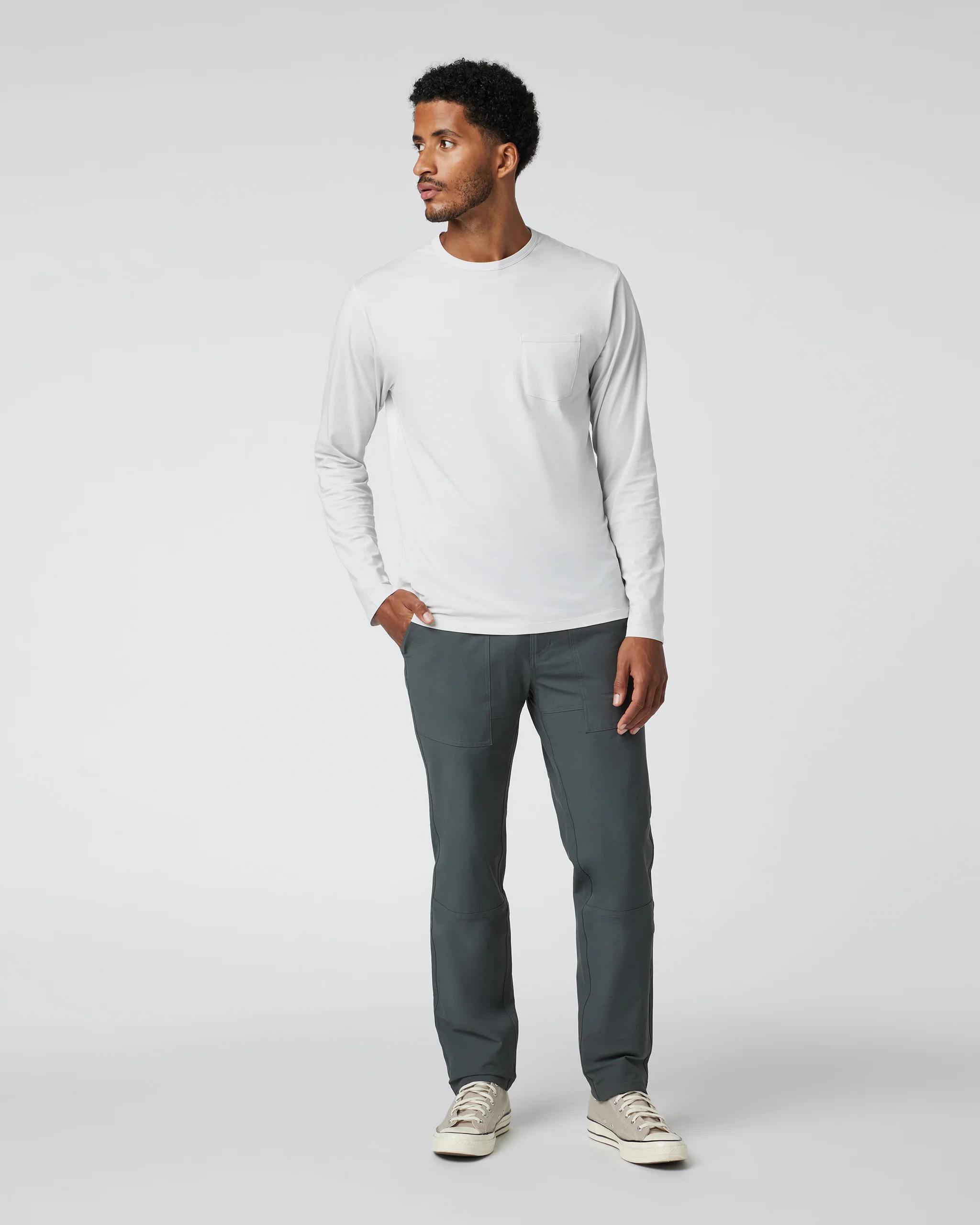 Long Sleeve Men's Feather Tee | Frost Grey