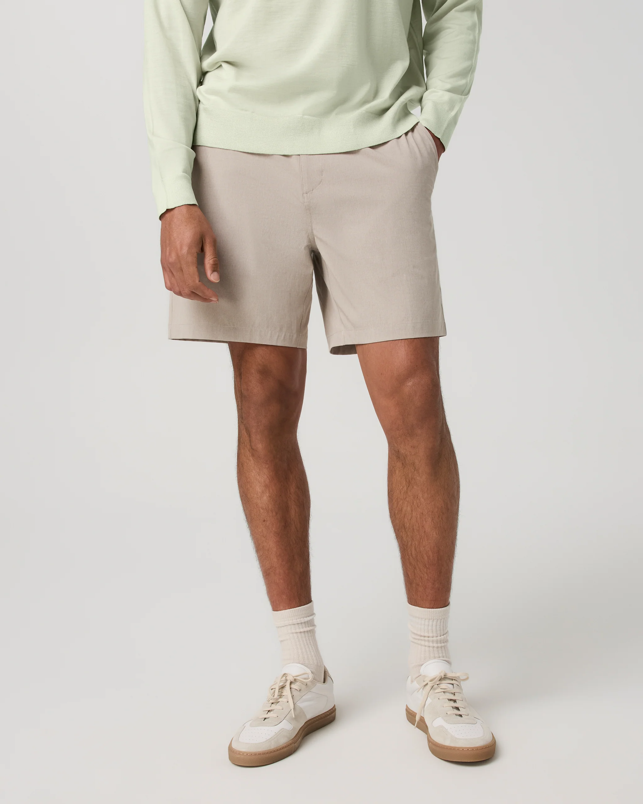 6382-aim-elastic-waist-short-7-khaki-linen-texture-1.webp Aim Elastic Waist Short 7" | Khaki Linen Texture