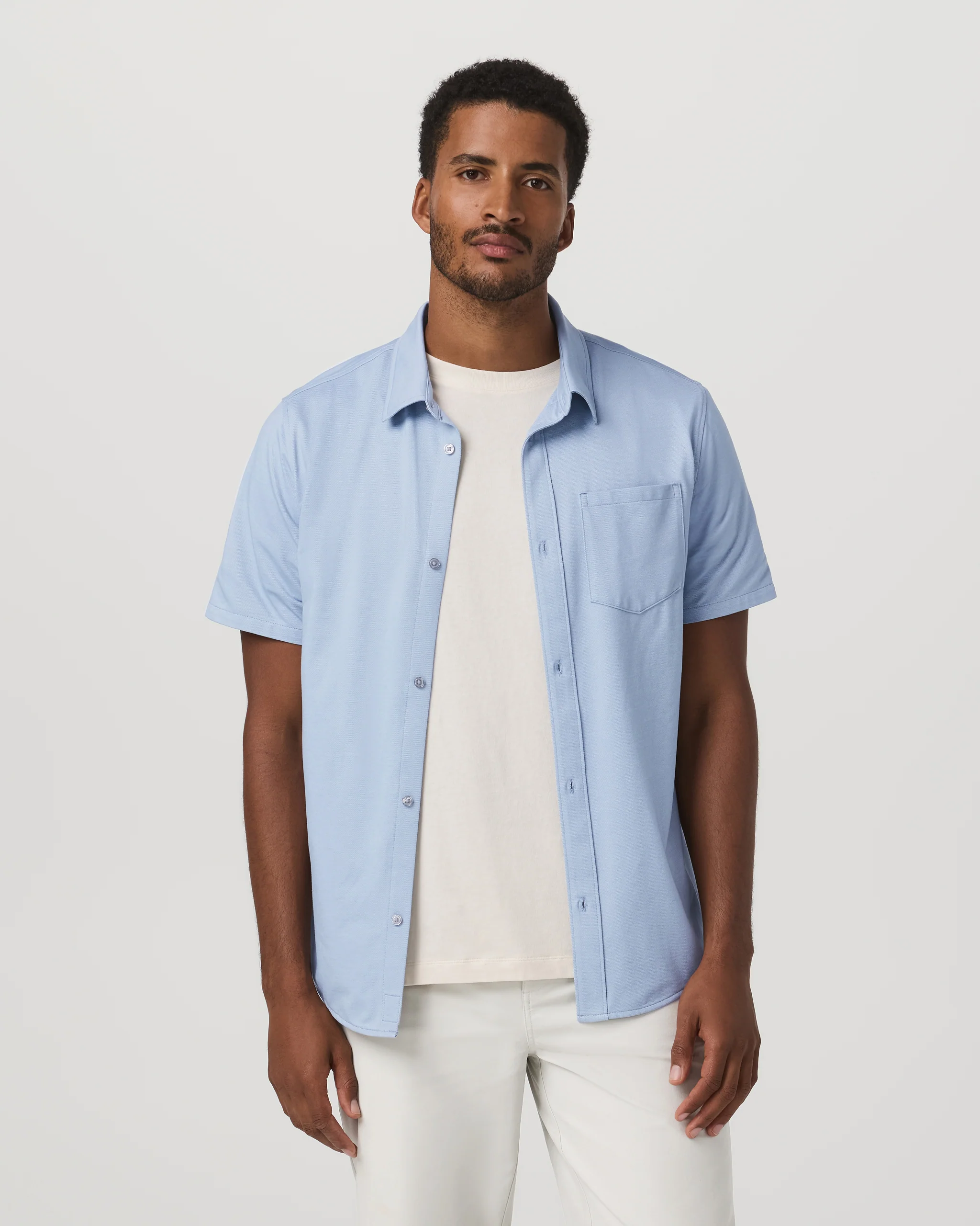 Short Sleeve Knit Oxford Button Down - Classic Fit | Blue Dusk