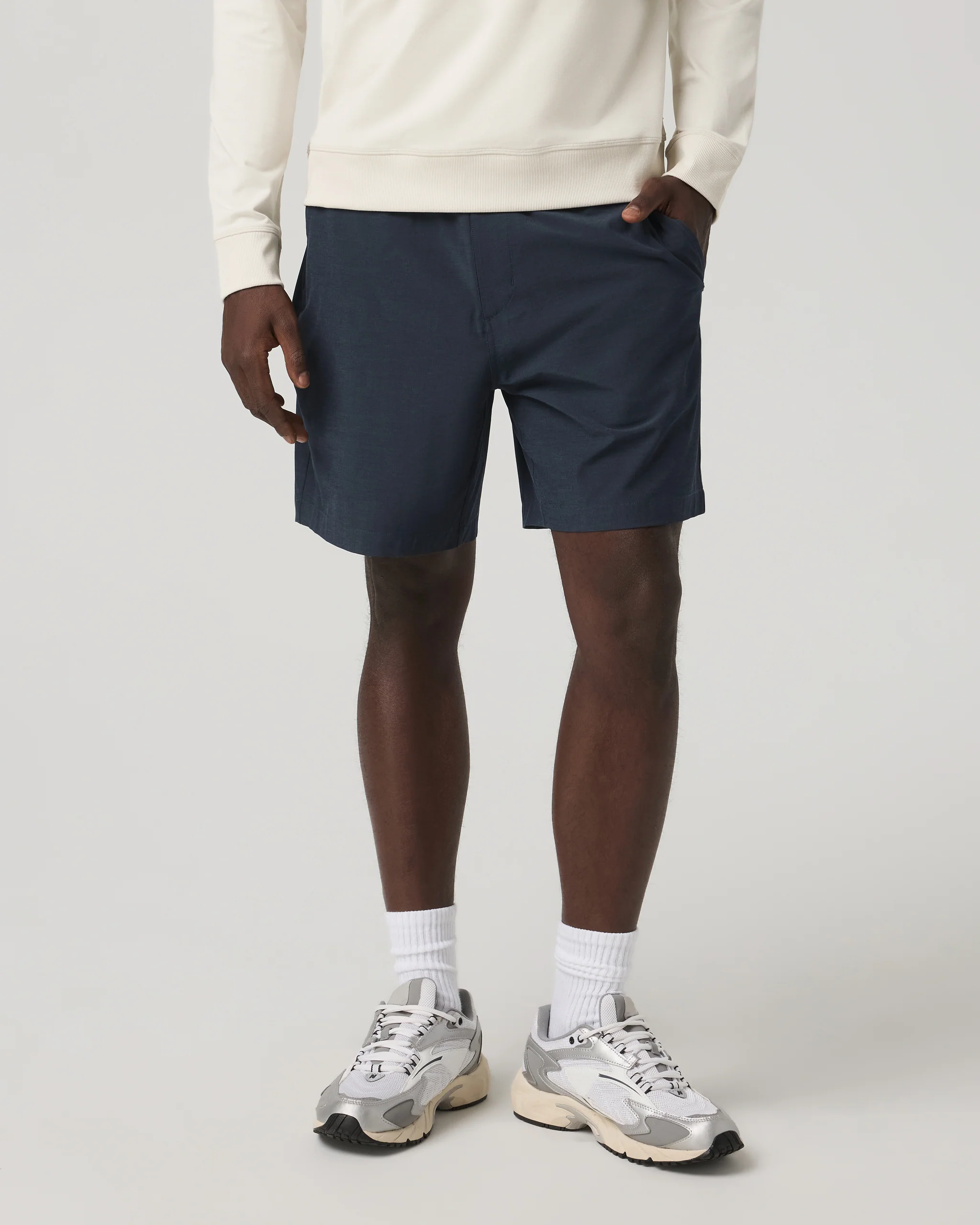 6820-aim-elastic-waist-short-7-navy-linen-texture-1.webp Aim Elastic Waist Short 7" | Navy Linen Texture