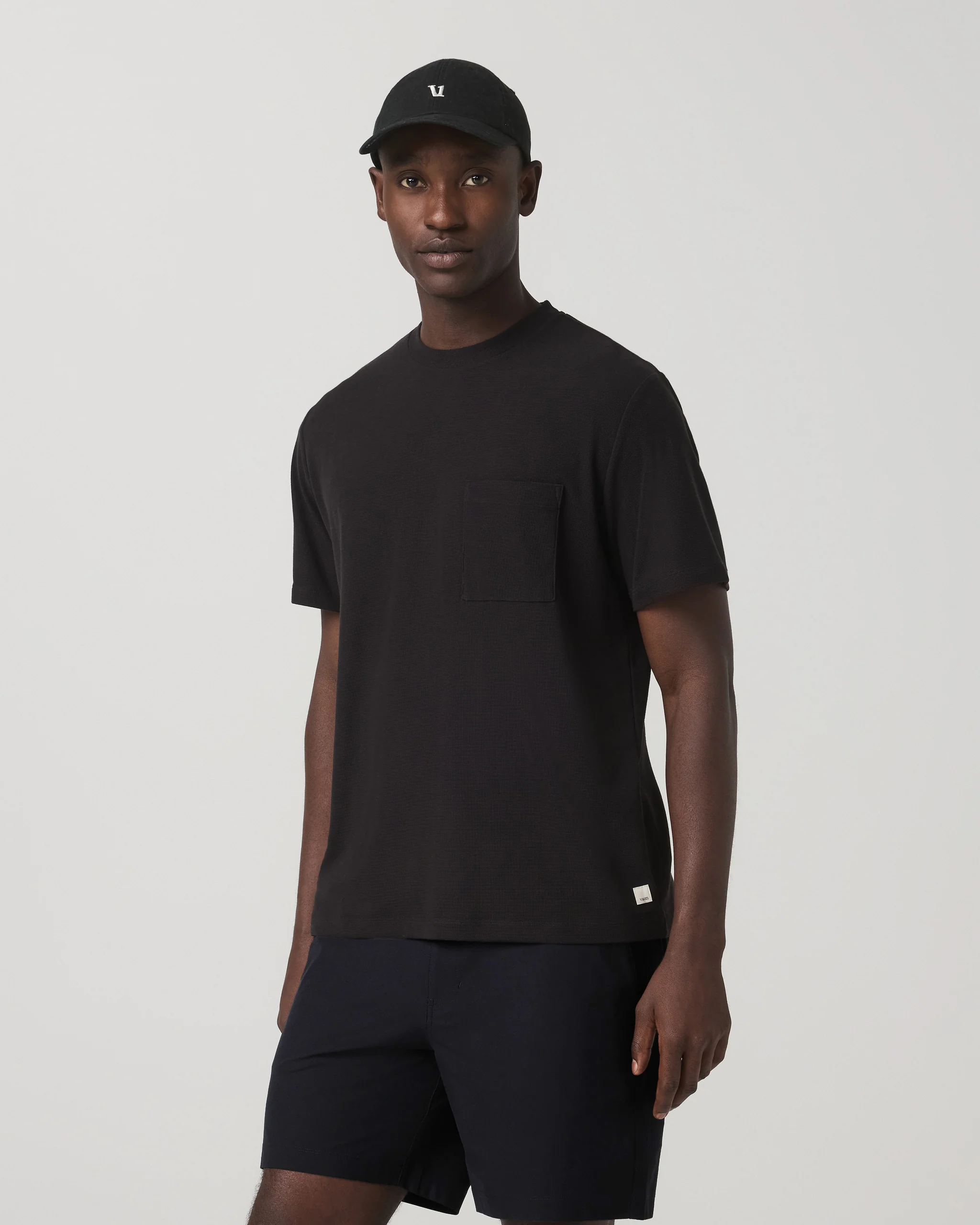 Short Sleeve Micro Waffle Tee - Relaxed Fit | Black