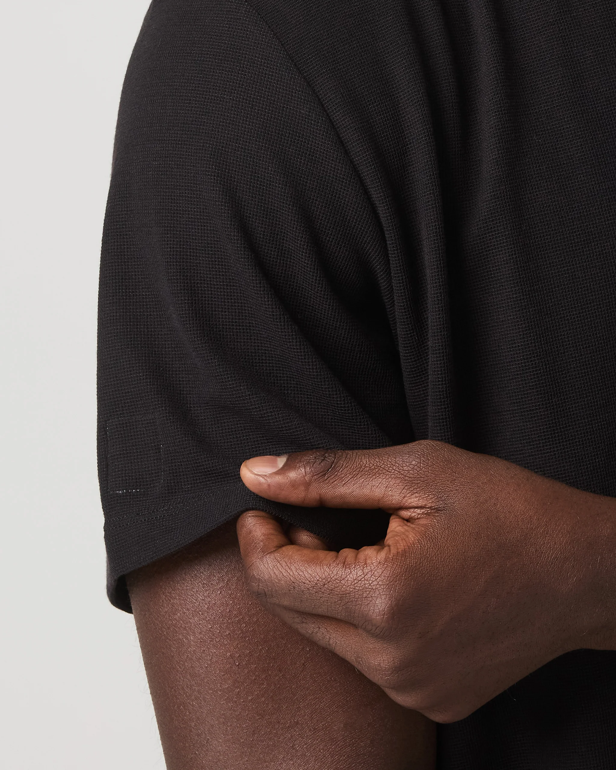 Short Sleeve Micro Waffle Tee - Relaxed Fit | Black