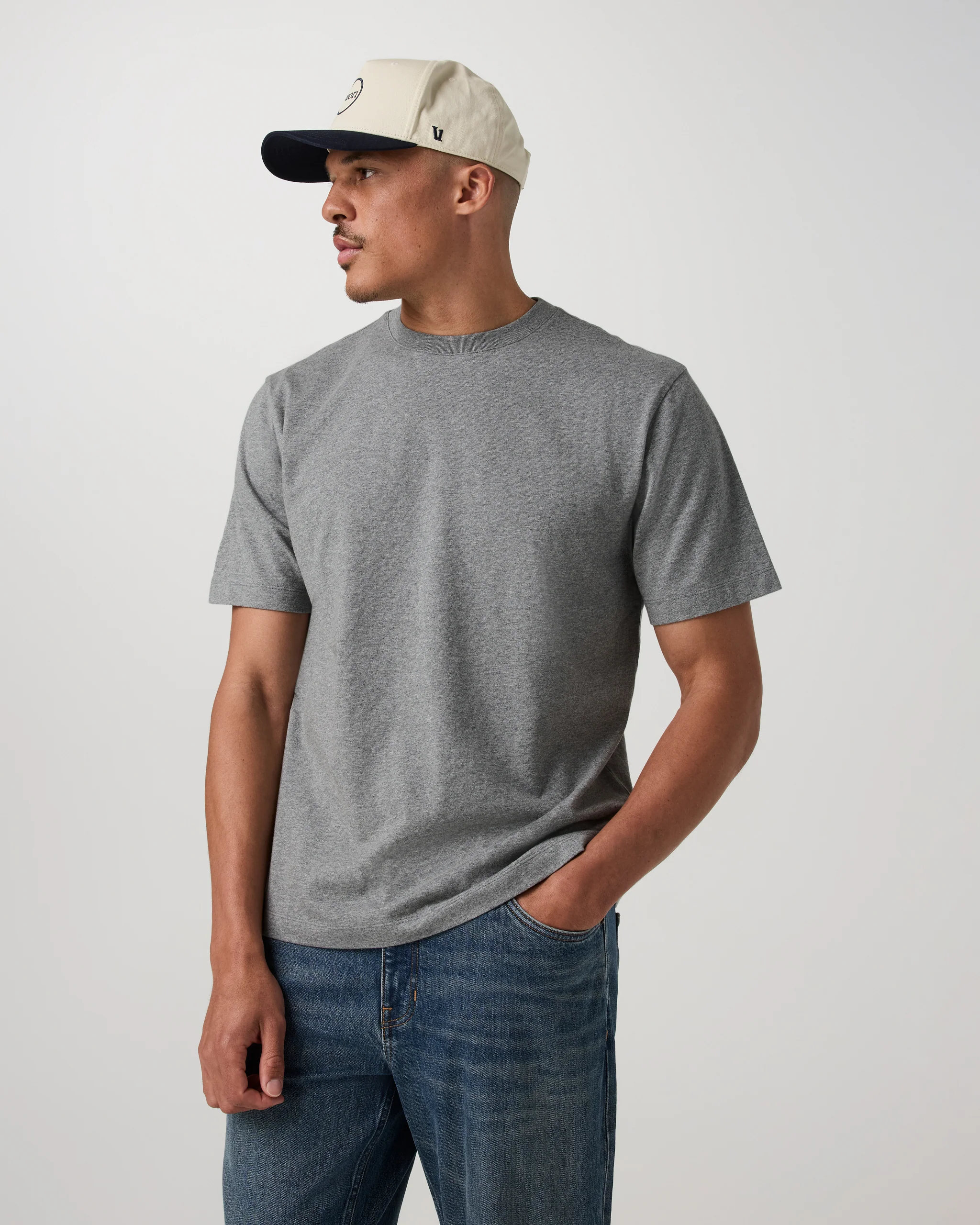 Short Sleeve Vuori Heavyweight Cotton Tee - Relaxed Fit | Grey Heather