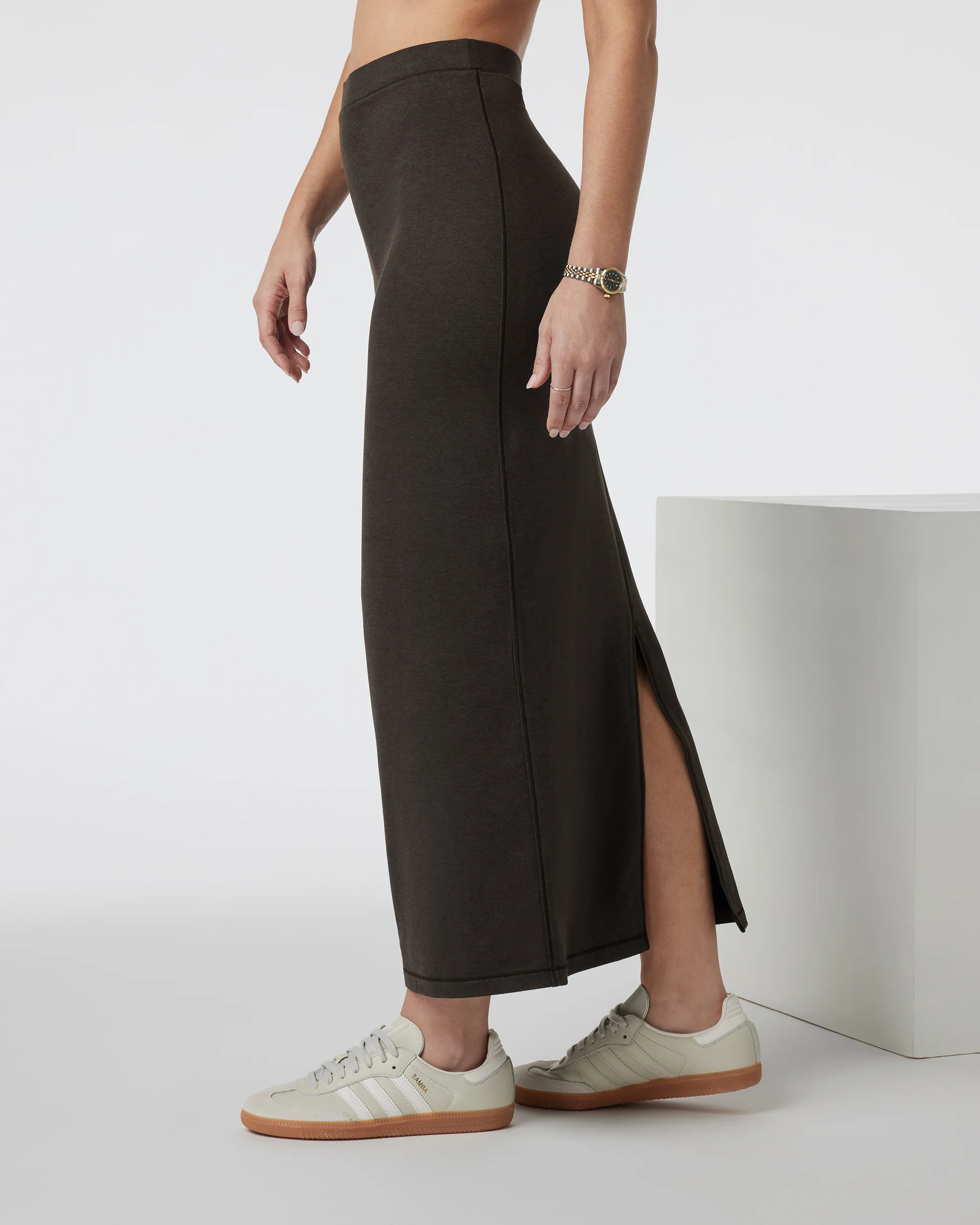 Halo Column Skirt | Dark Java Heather