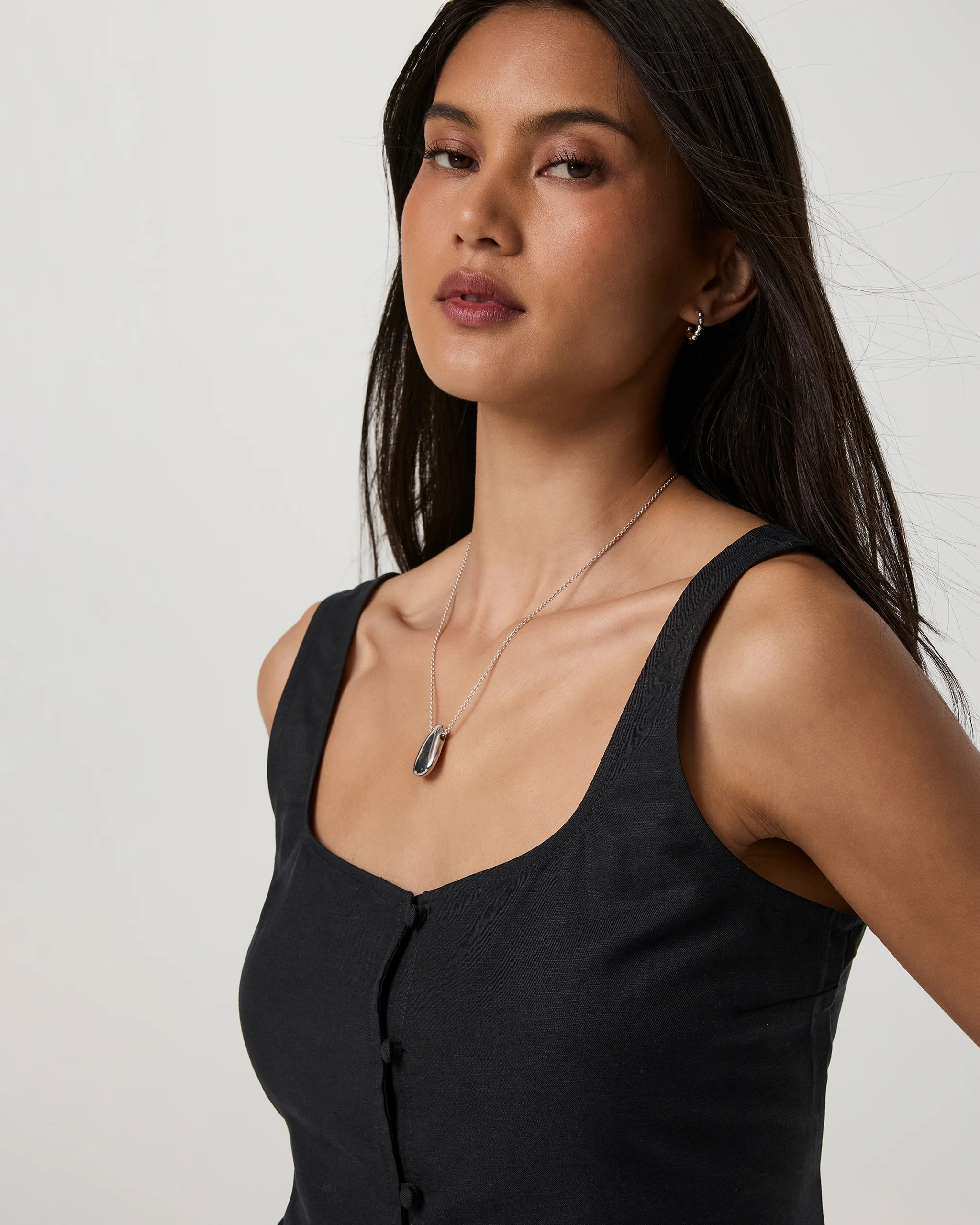 7366-trestles-twill-button-front-top-black-2.webp Trestles Twill Button Front Top | Black