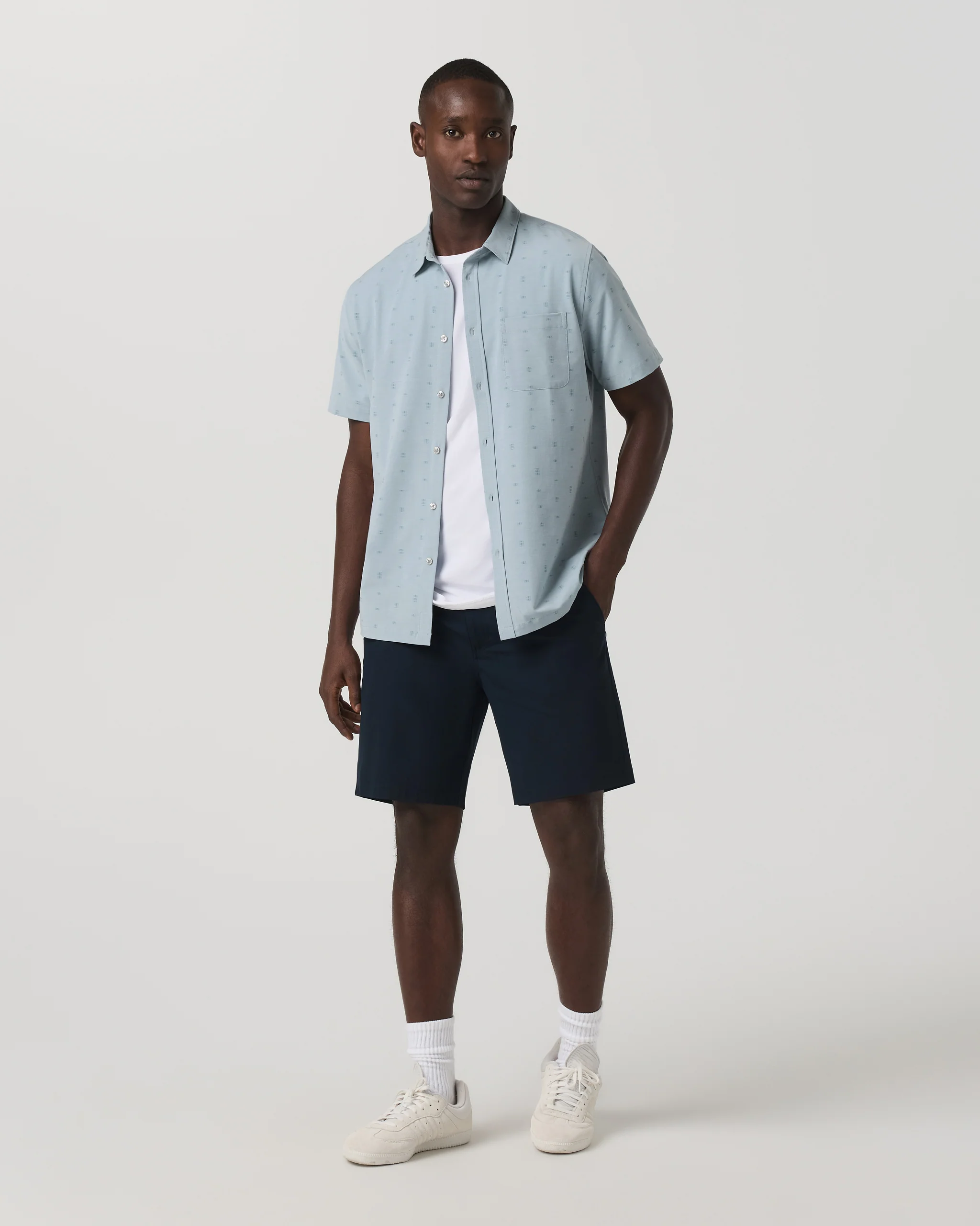 Short Sleeve Bridge Button Down | Raindrop Stone