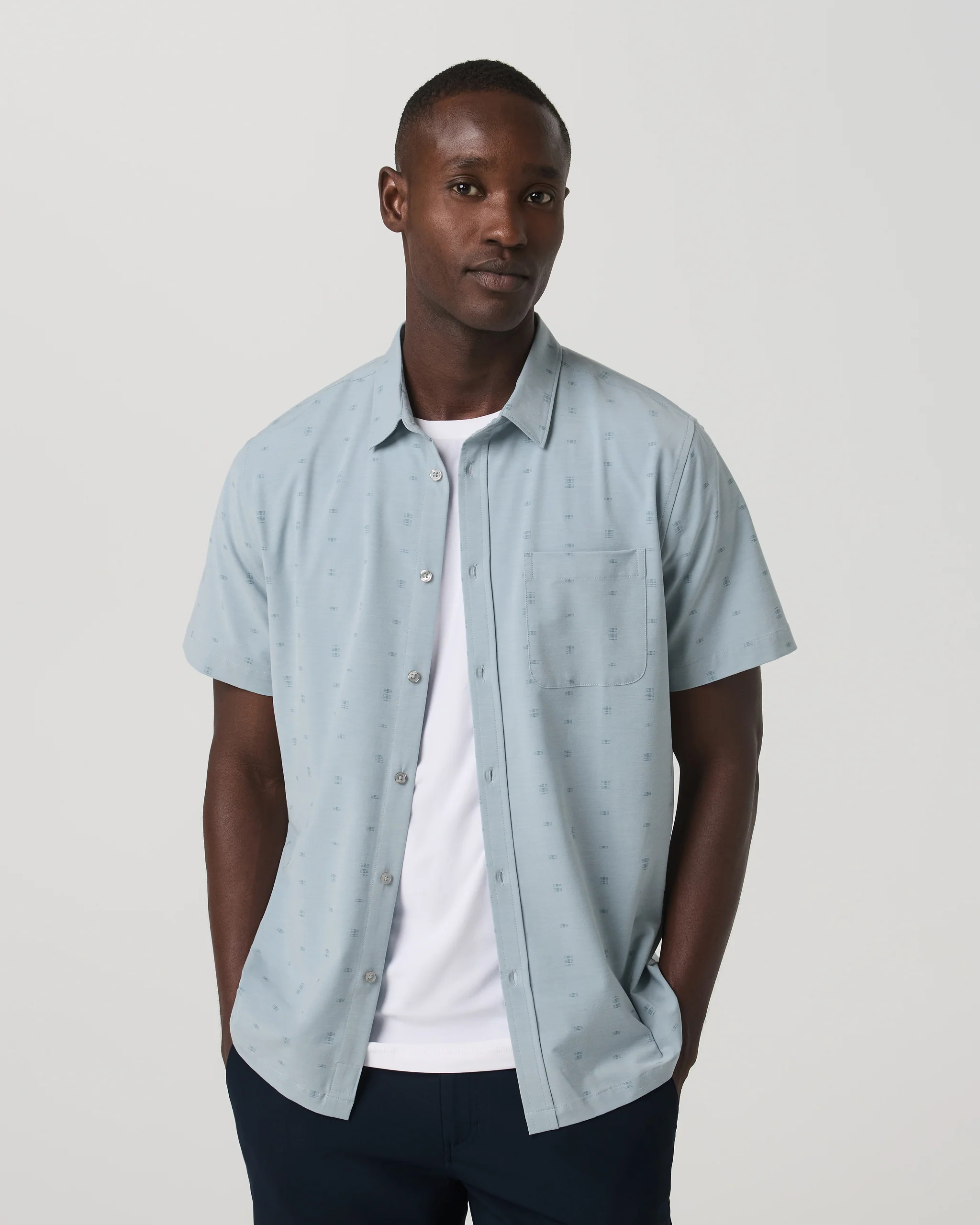 Short Sleeve Bridge Button Down | Raindrop Stone