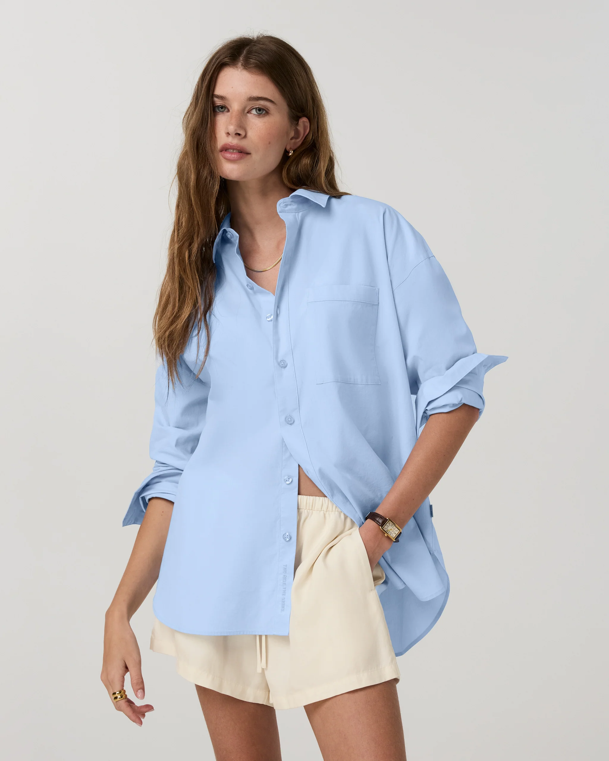 Long Sleeve Kensington Relaxed Button Down | Oxford Blue Heather