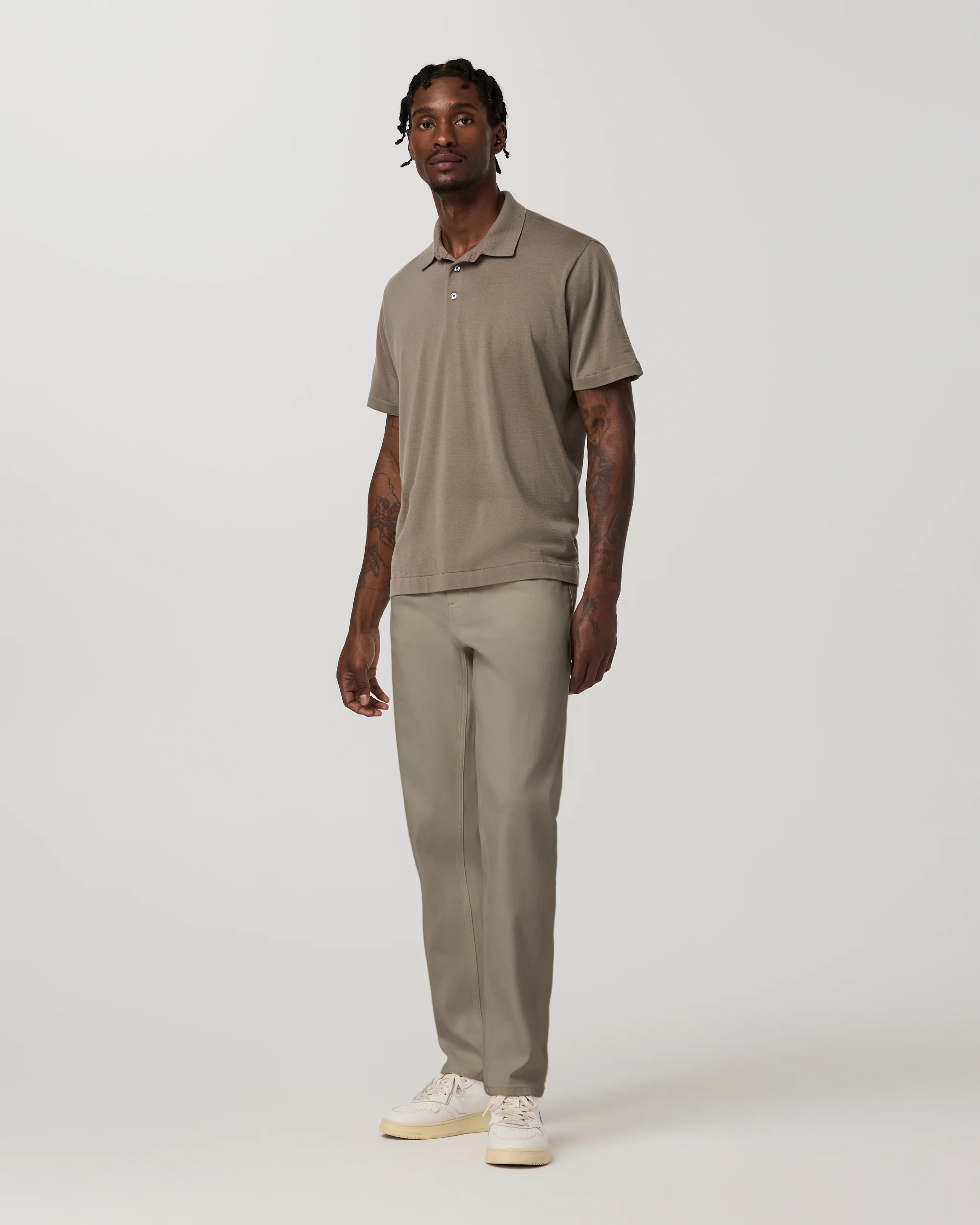 Short Sleeve Merino Wool Sweater Polo | Taupe