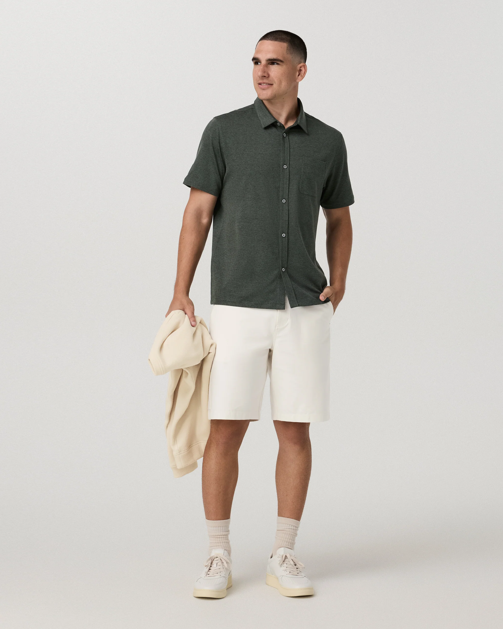 8411-short-sleeve-ponto-button-down-shirt-river-rock-heather-4.webp Short Sleeve Ponto Button Down Shirt | River Rock Heather