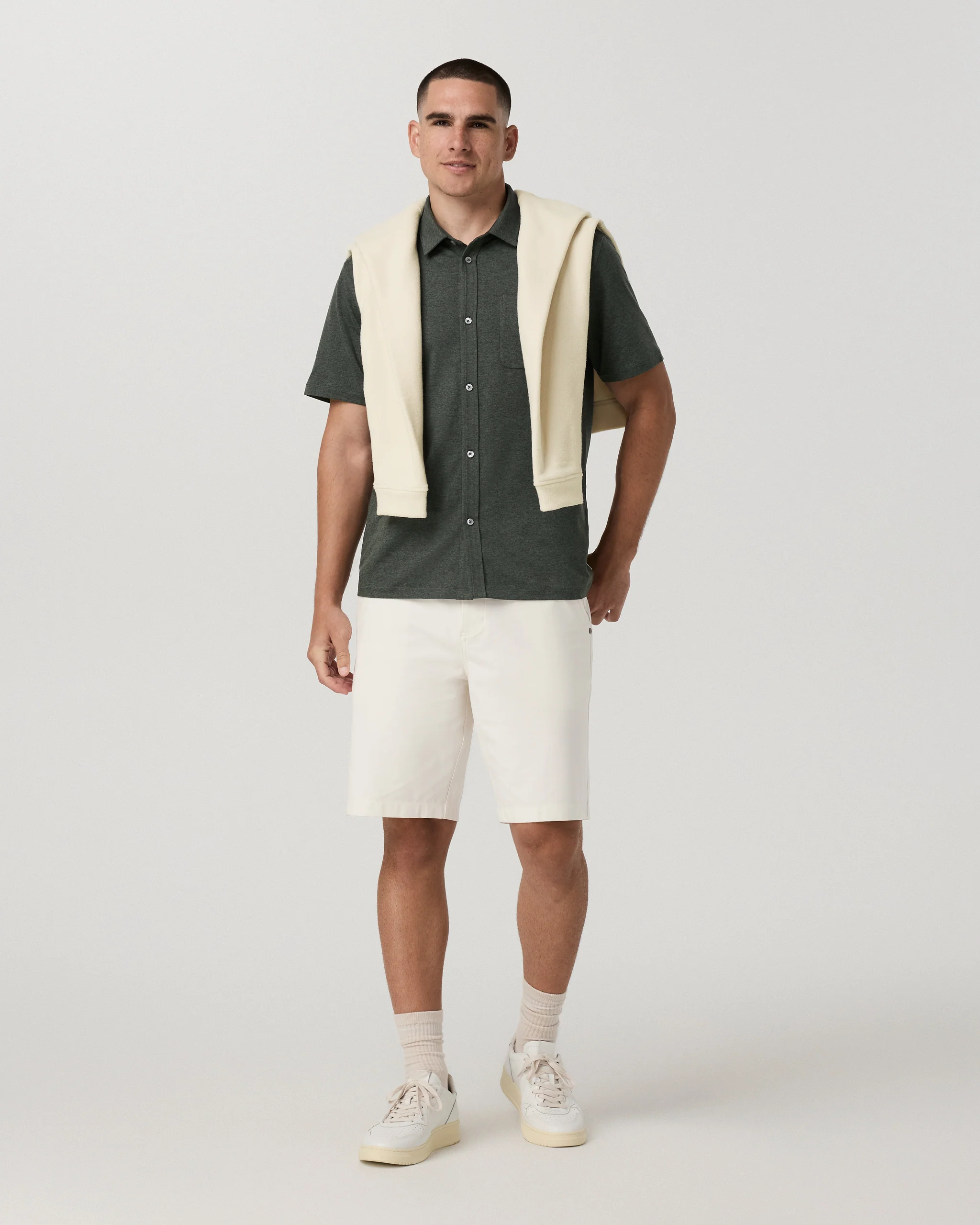 8411-short-sleeve-ponto-button-down-shirt-river-rock-heather-5.webp Short Sleeve Ponto Button Down Shirt | River Rock Heather